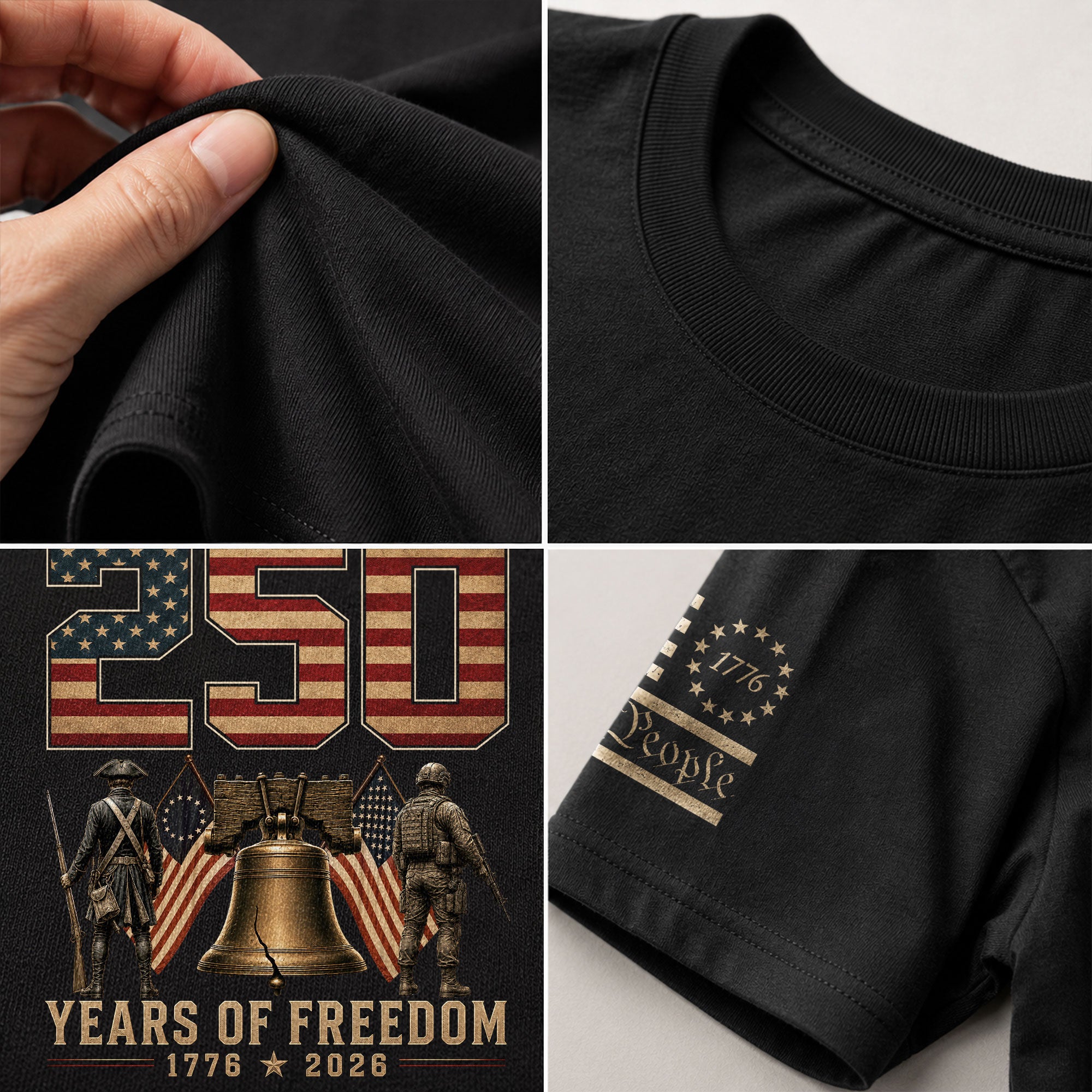 250 Years Of Freedom Tee - Historic Liberty Bell Patriotic Soldier Cotton Shirt - Rust Field Wear