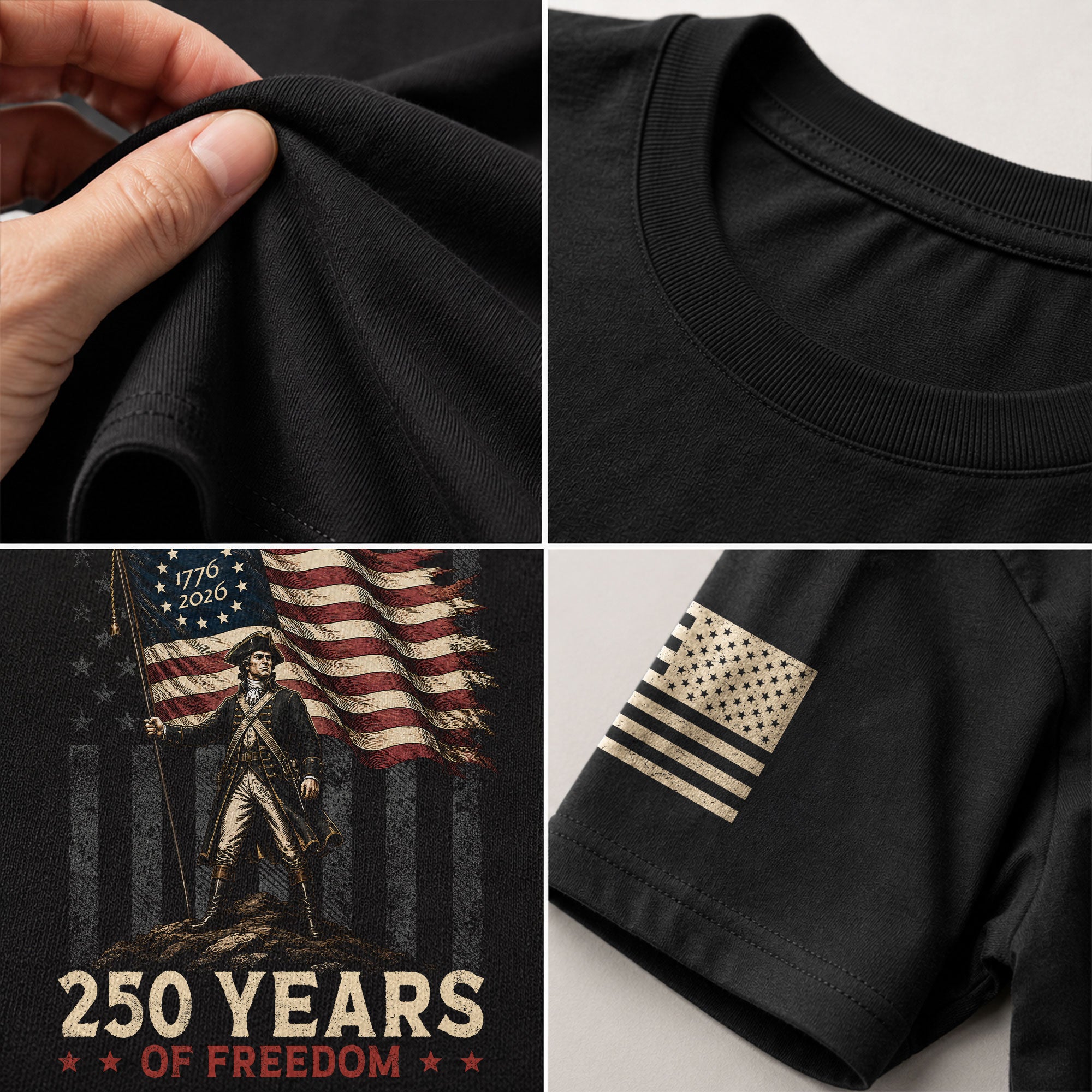 250th Anniversary Freedom Tee - Vintage George Washington Patriotic Cotton Graphic Shirt - Rust Field Wear