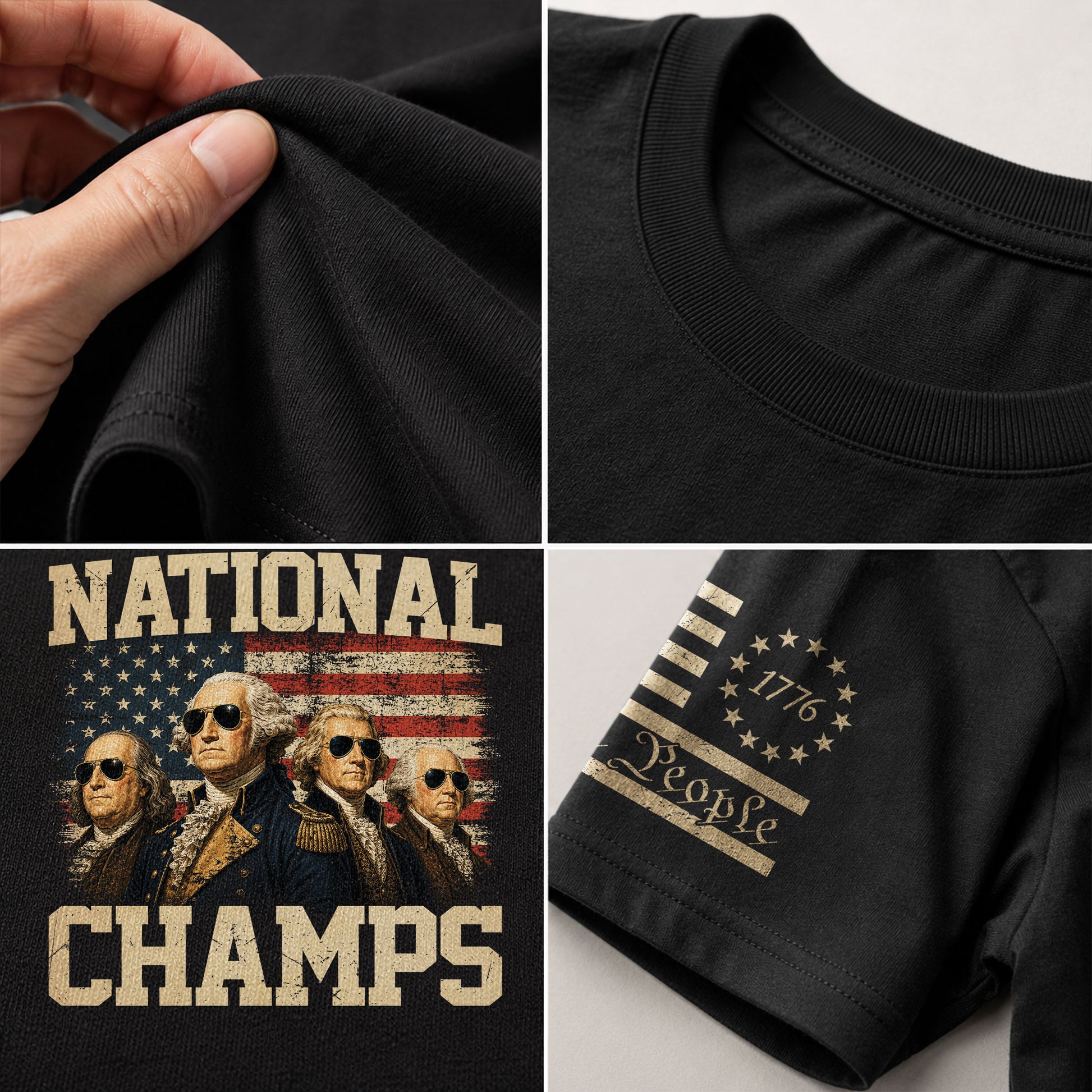 1776 National Champs Graphic T-Shirt Patriotic Founding Fathers Vintage Style Casual Tee - Rust Field Wear