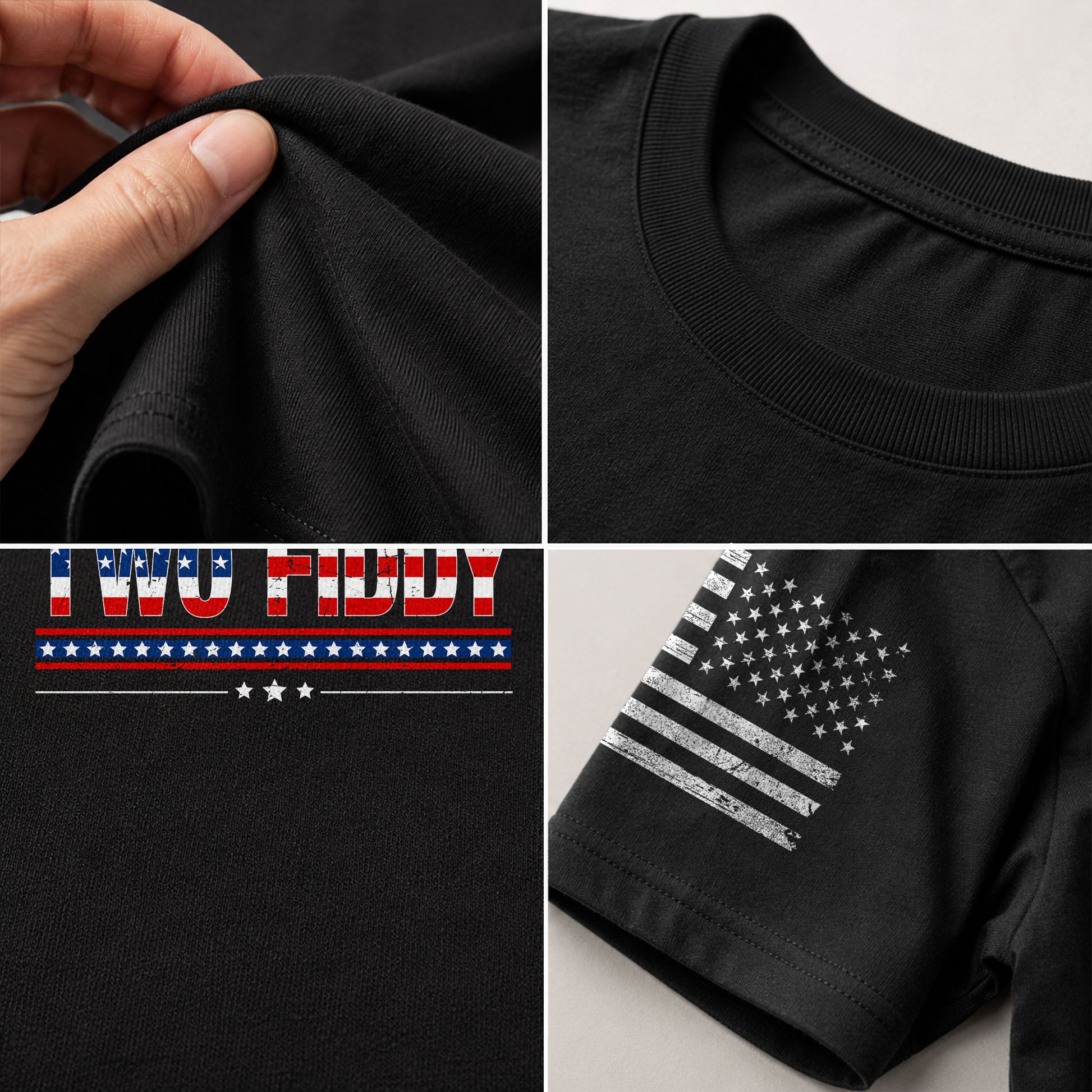 Two Fiddy Graphic T-Shirt Patriotic American Flag Design Casual Tee for Men and Women - Rust Field Wear