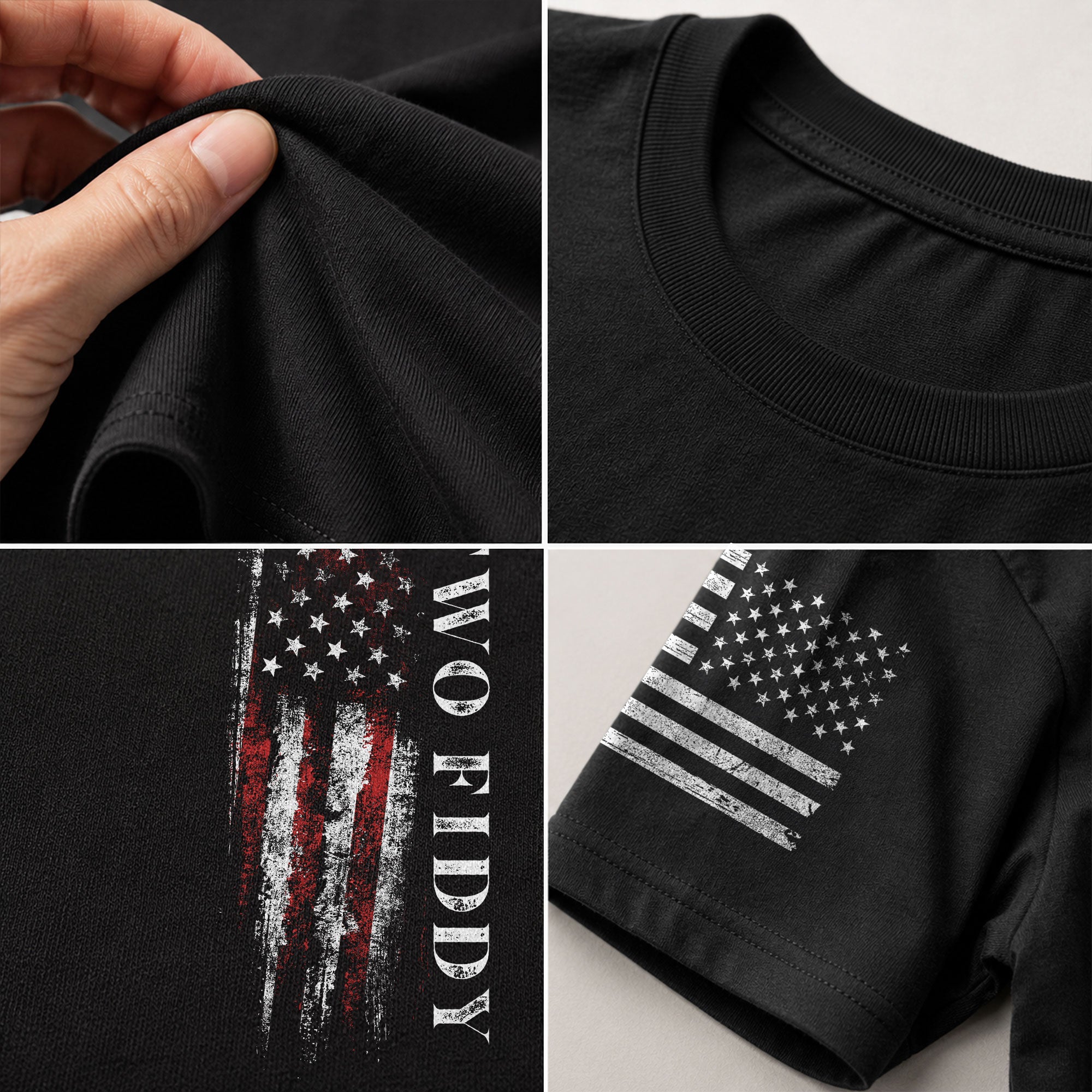 Two Fiddy Patriotic T-Shirt Distressed Vertical Flag Graphic Casual Apparel for Everyone - Rust Field Wear