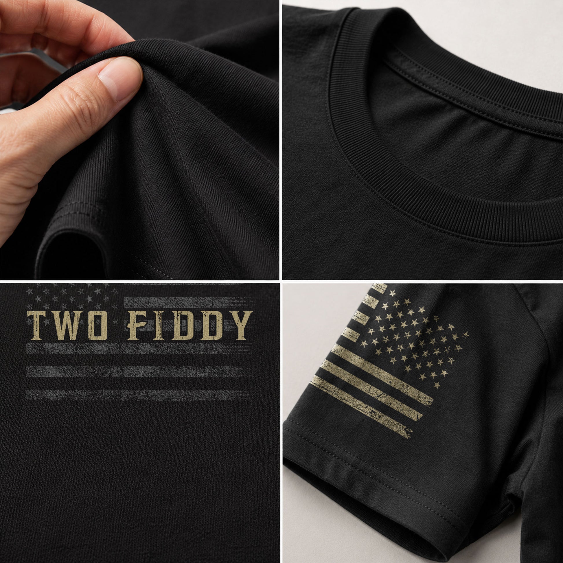Two Fiddy Graphic T-Shirt Vintage Style Flag Design Casual Apparel Short Sleeve Tee - Rust Field Wear