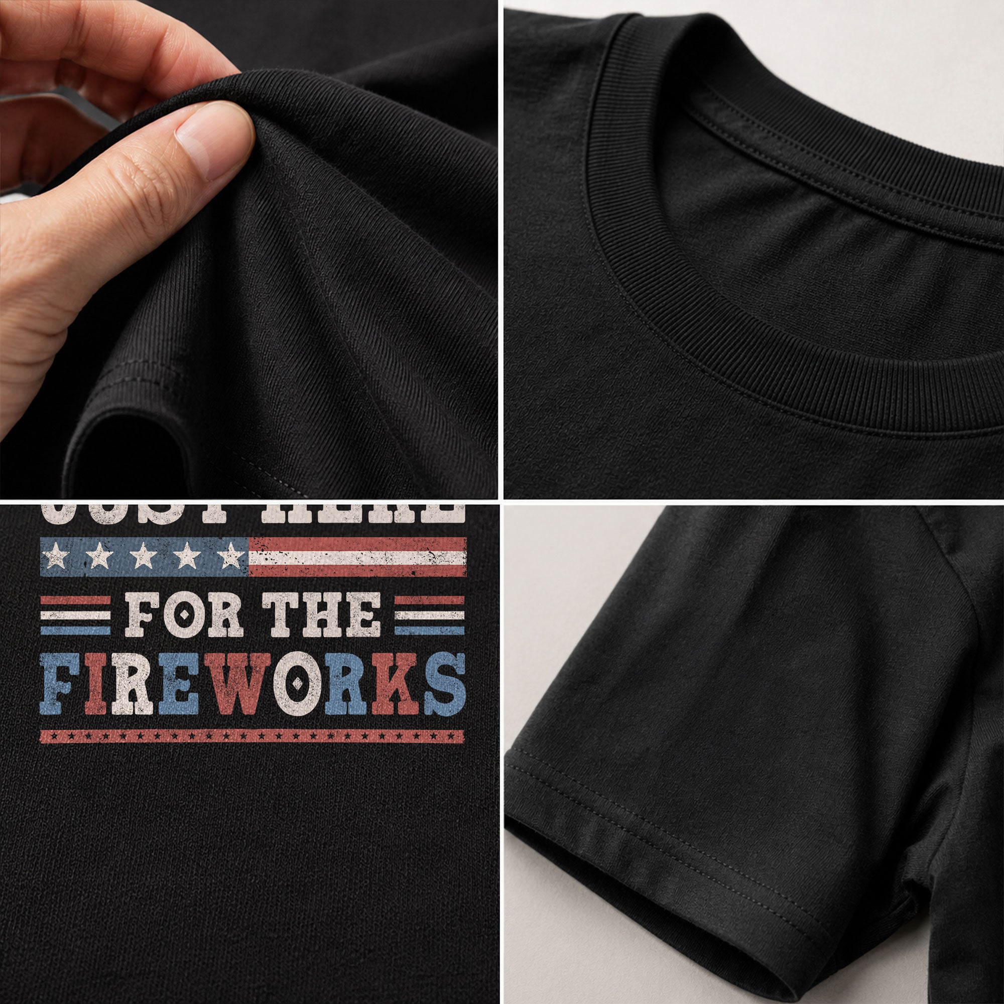 Just Here For The Fireworks Shirt Patriotic Vintage 4th of July Graphic Tee Gift - Rust Field Wear