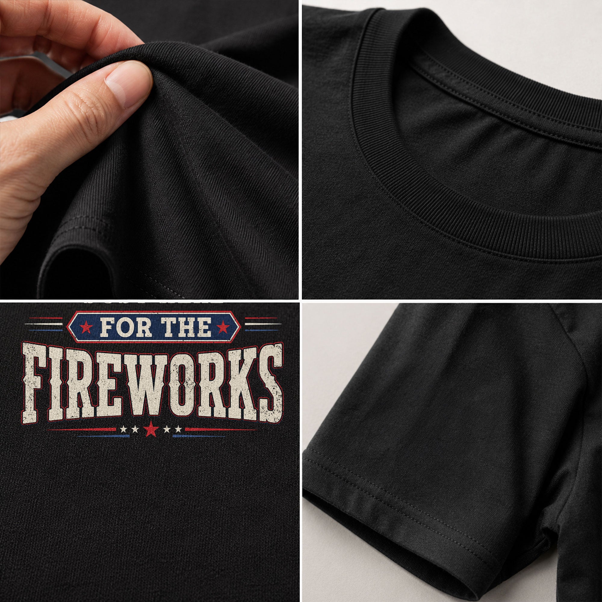 Just Here for The Fireworks T Shirt Funny Independence Day Celebration Apparel for Men - Rust Field Wear
