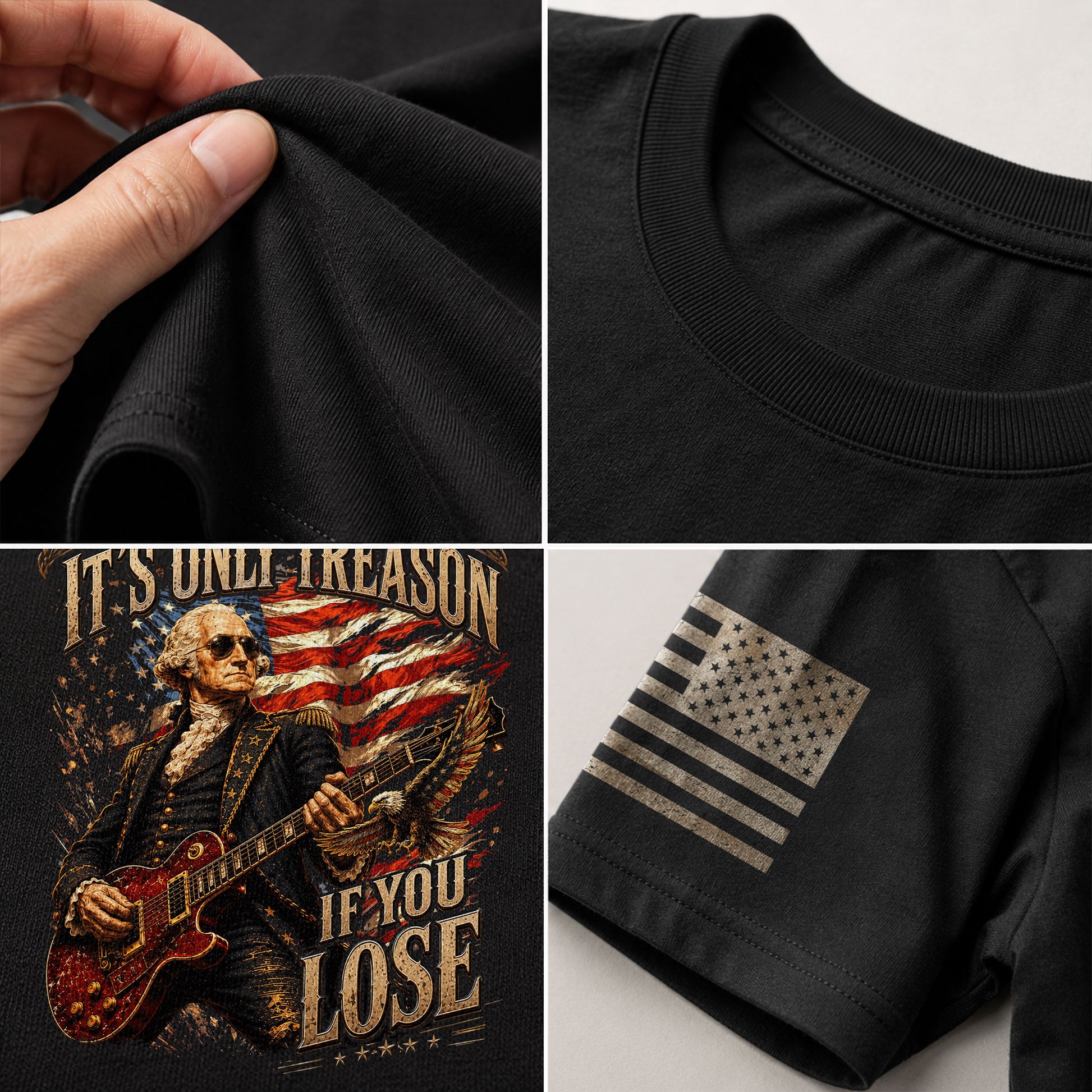 It’s Only Treason If You Lose T-Shirt - Patriotic George Washington Guitar Graphic Tee - Rust Field Wear