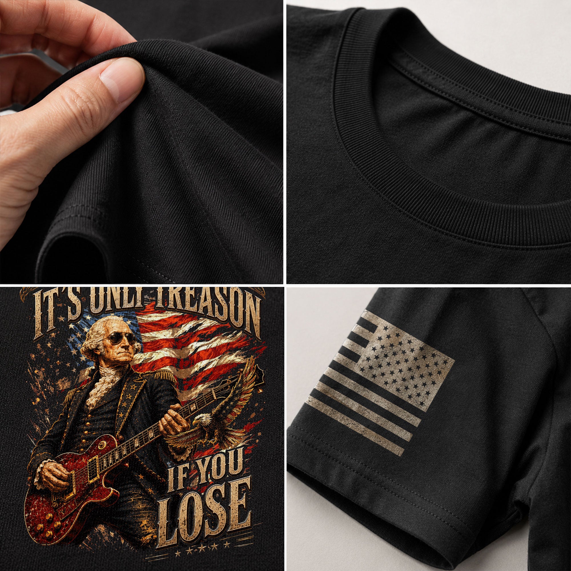 It’s Only Treason If You Lose T-Shirt - Patriotic George Washington Guitar Graphic Tee - Rust Field Wear