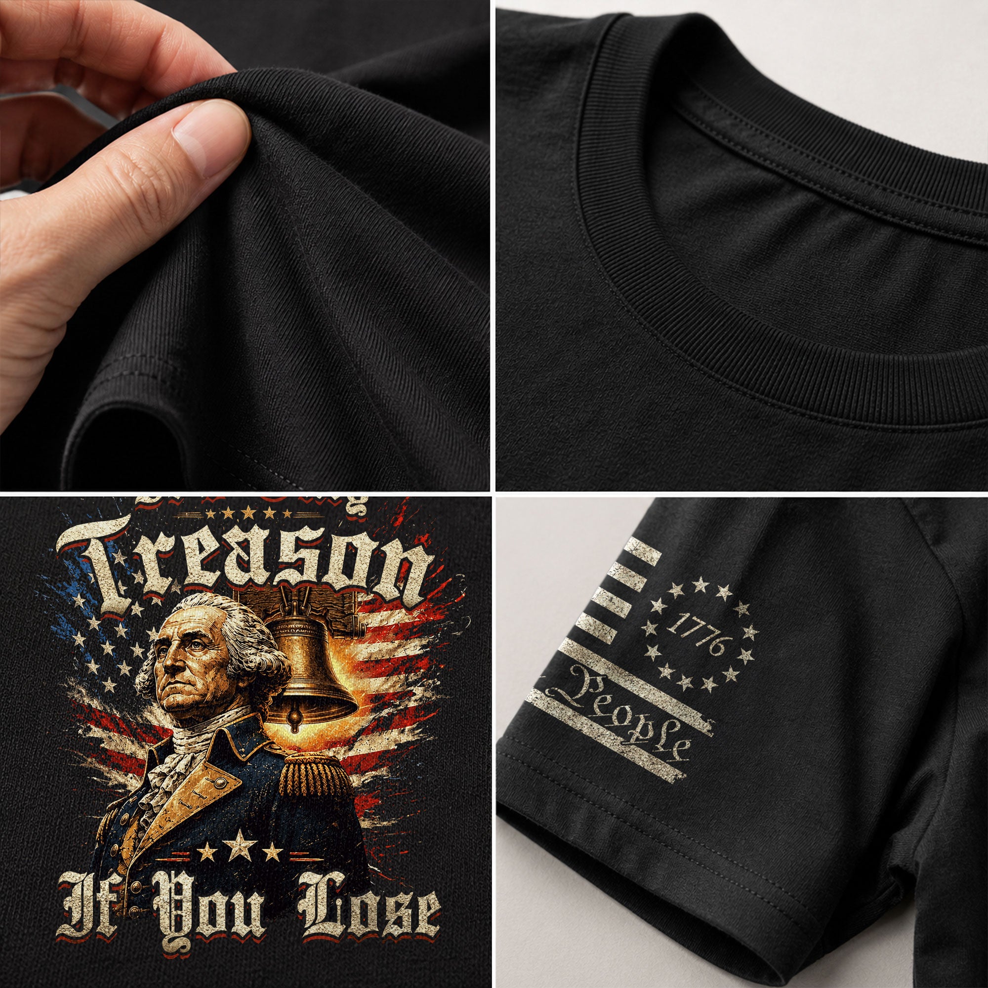 George Washington T-Shirt - It’s Only Treason If You Lose American Flag Graphic Tee - Rust Field Wear