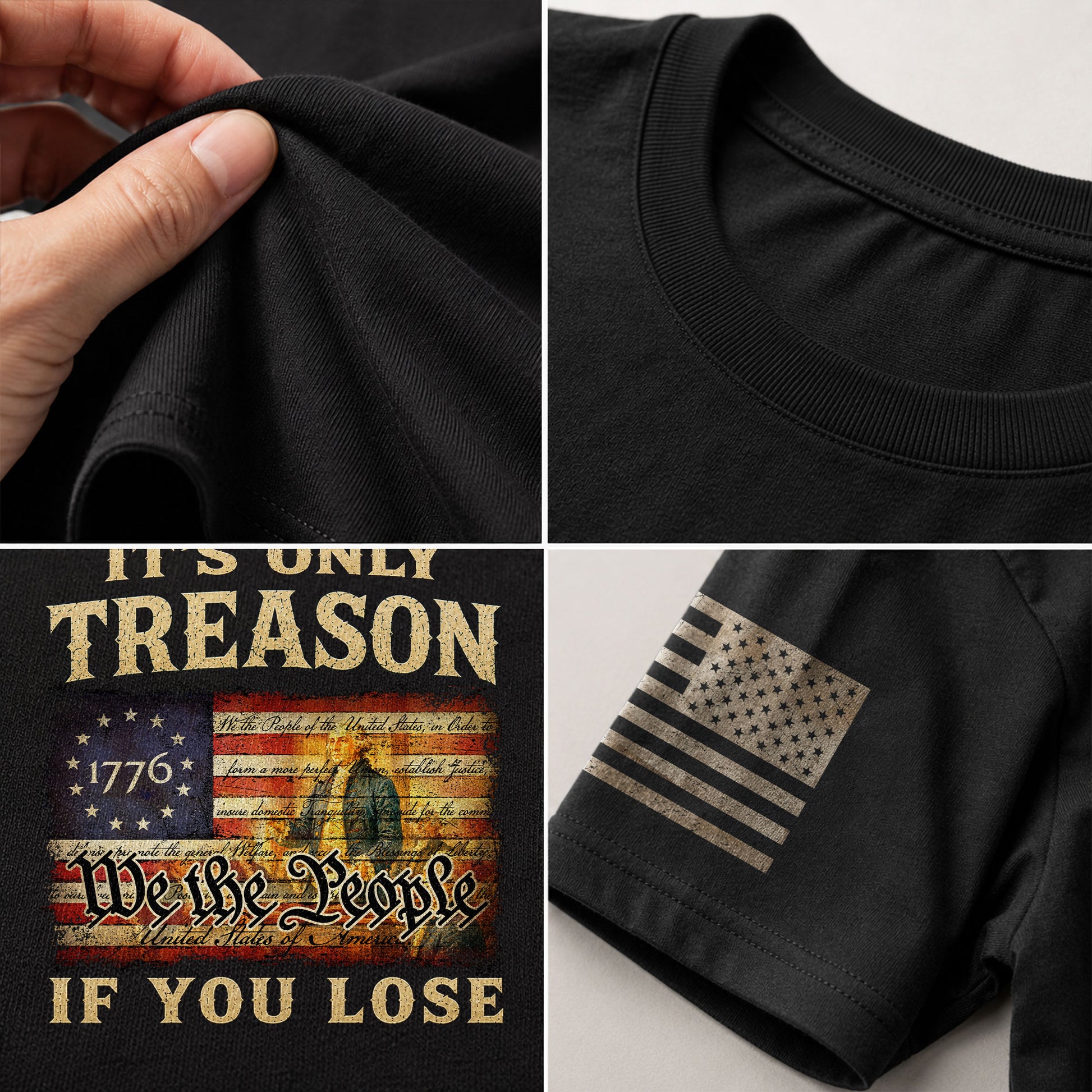 Patriotic 1776 We The People T-Shirt - It’s Only Treason If You Lose Historical Tee - Rust Field Wear