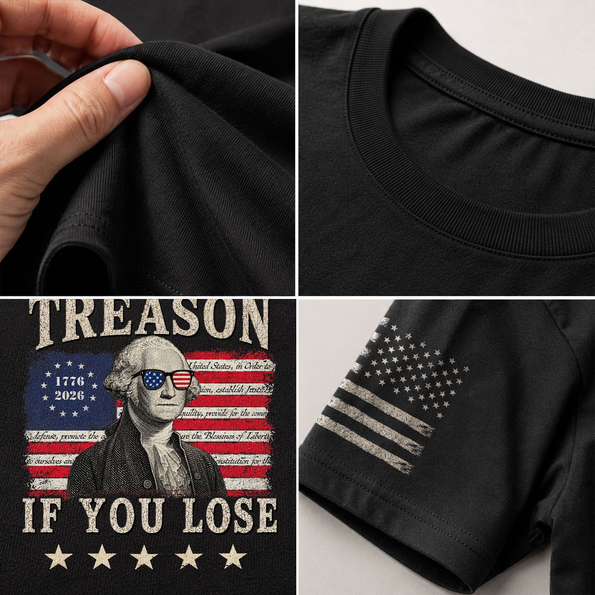 It's Only Treason If You Lose T-Shirt George Washington Patriotic Flag Graphic Tee - Rust Field Wear