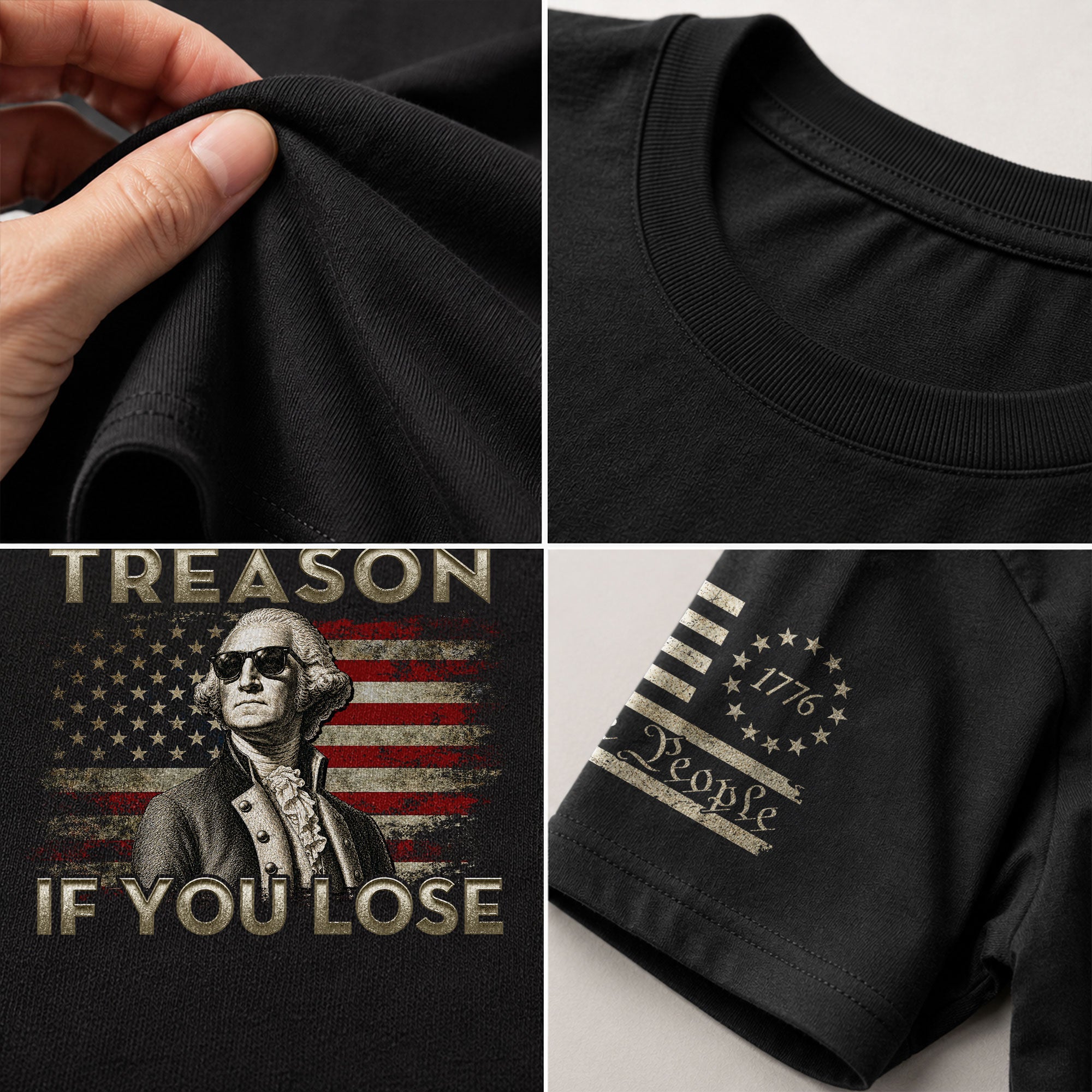 It's Only Treason If You Lose T-Shirt Patriotic George Washington American Flag Tee - Rust Field Wear