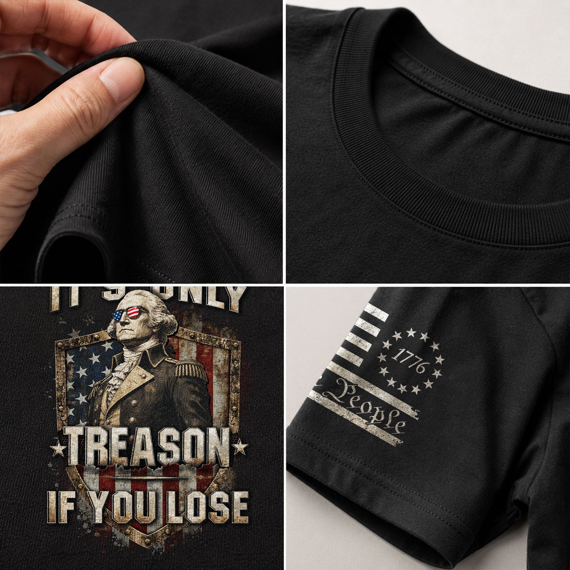 It's Only Treason If You Lose T-Shirt George Washington Patriotic Shield Flag Tee - Rust Field Wear