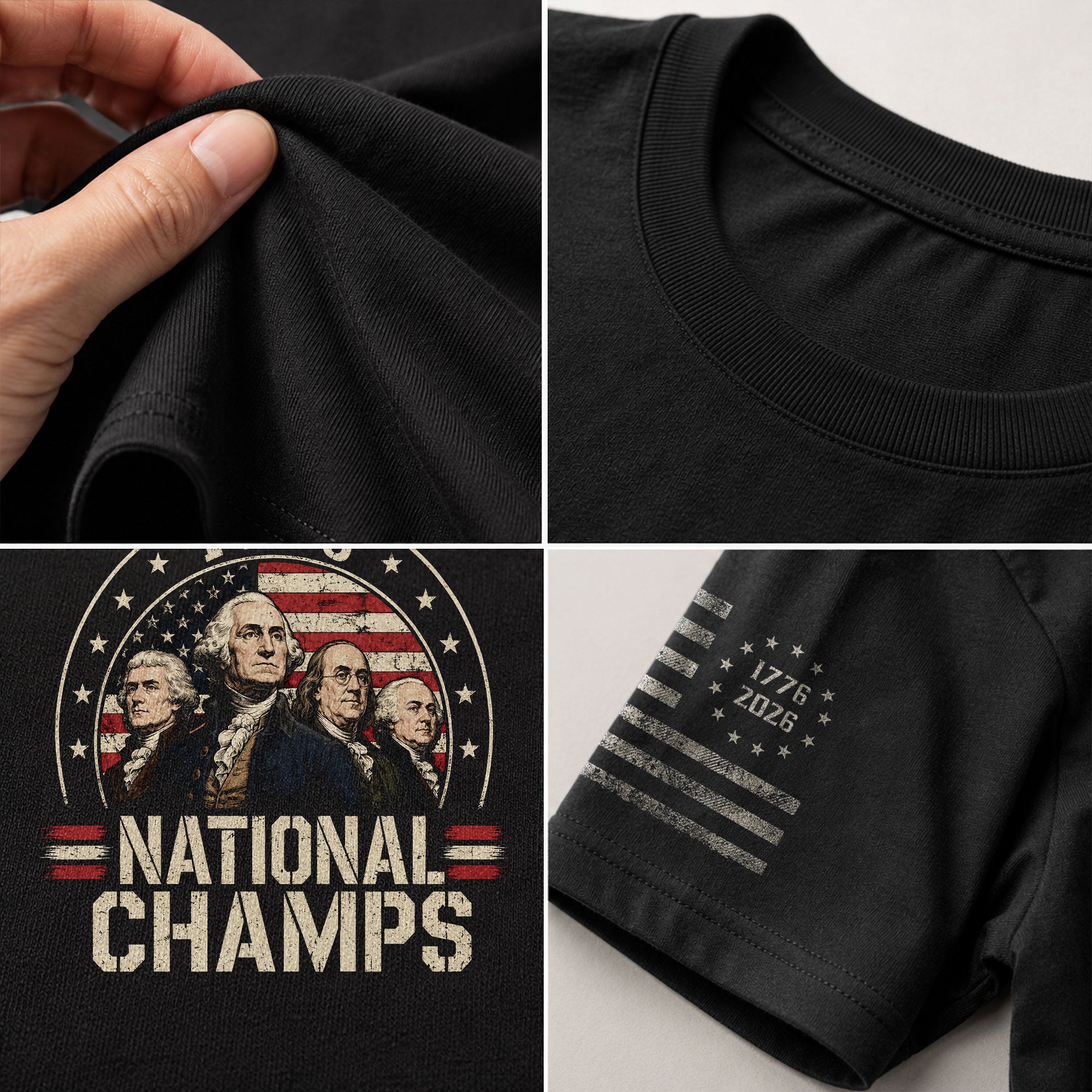 1776 National Champs Graphic Tee - Patriotic Founding Fathers American Flag Shirt - Rust Field Wear