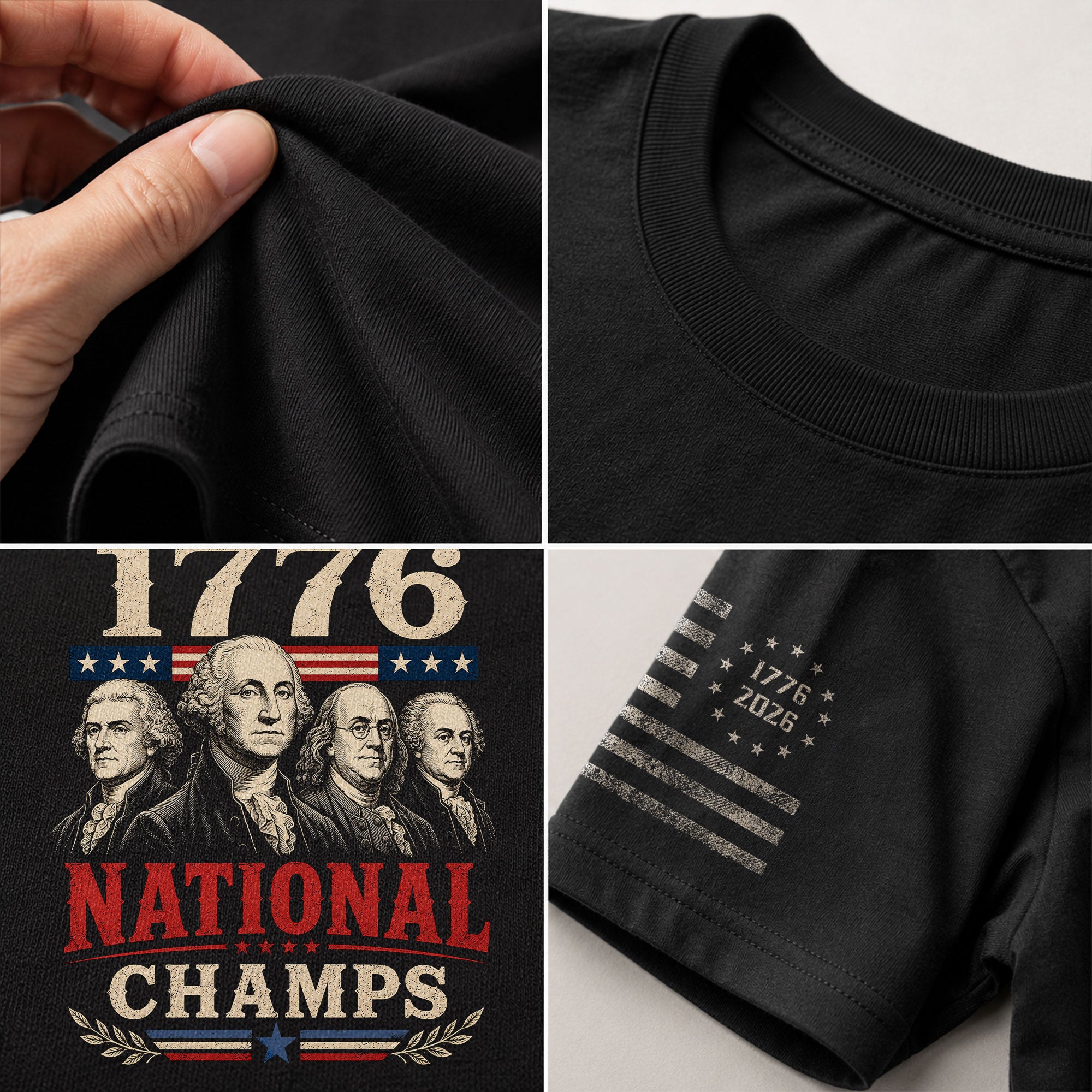 Founding Fathers Graphic Apparel - 1776 National Champs Patriotic Navy T-Shirt - Rust Field Wear