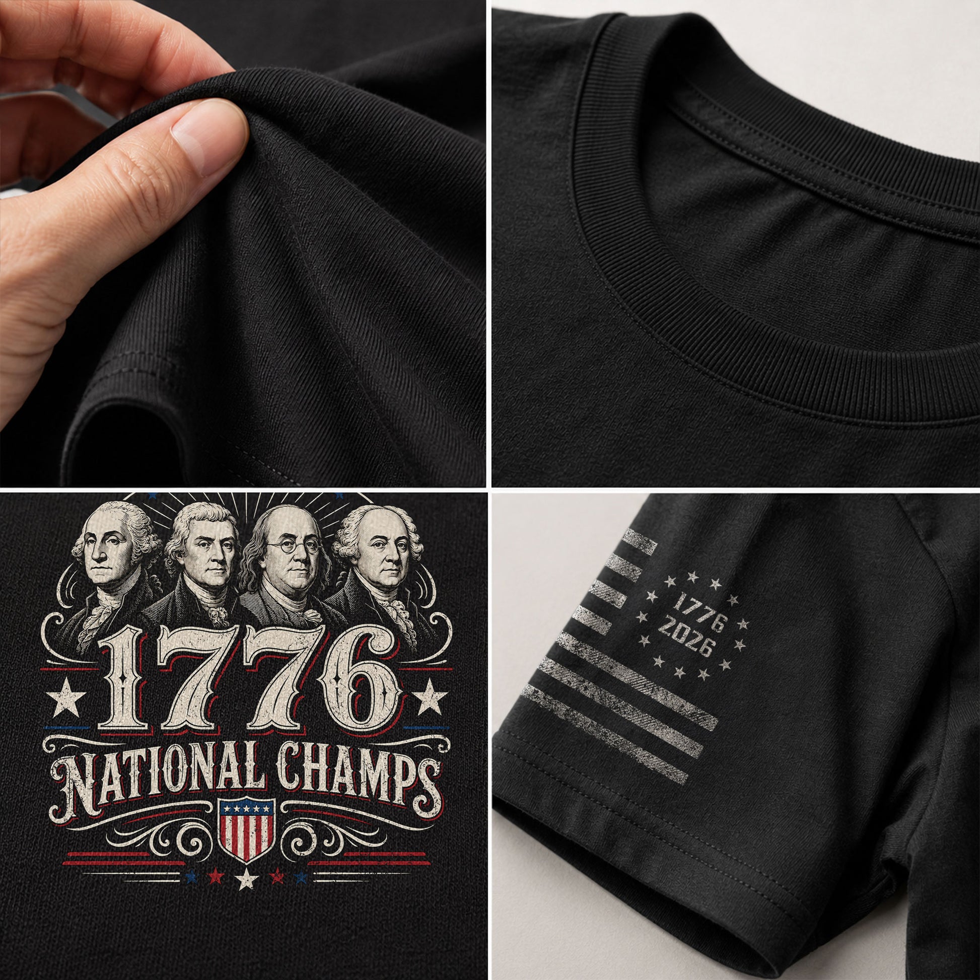 American History Graphic T-Shirt - 1776 National Champs Founding Fathers Design - Rust Field Wear
