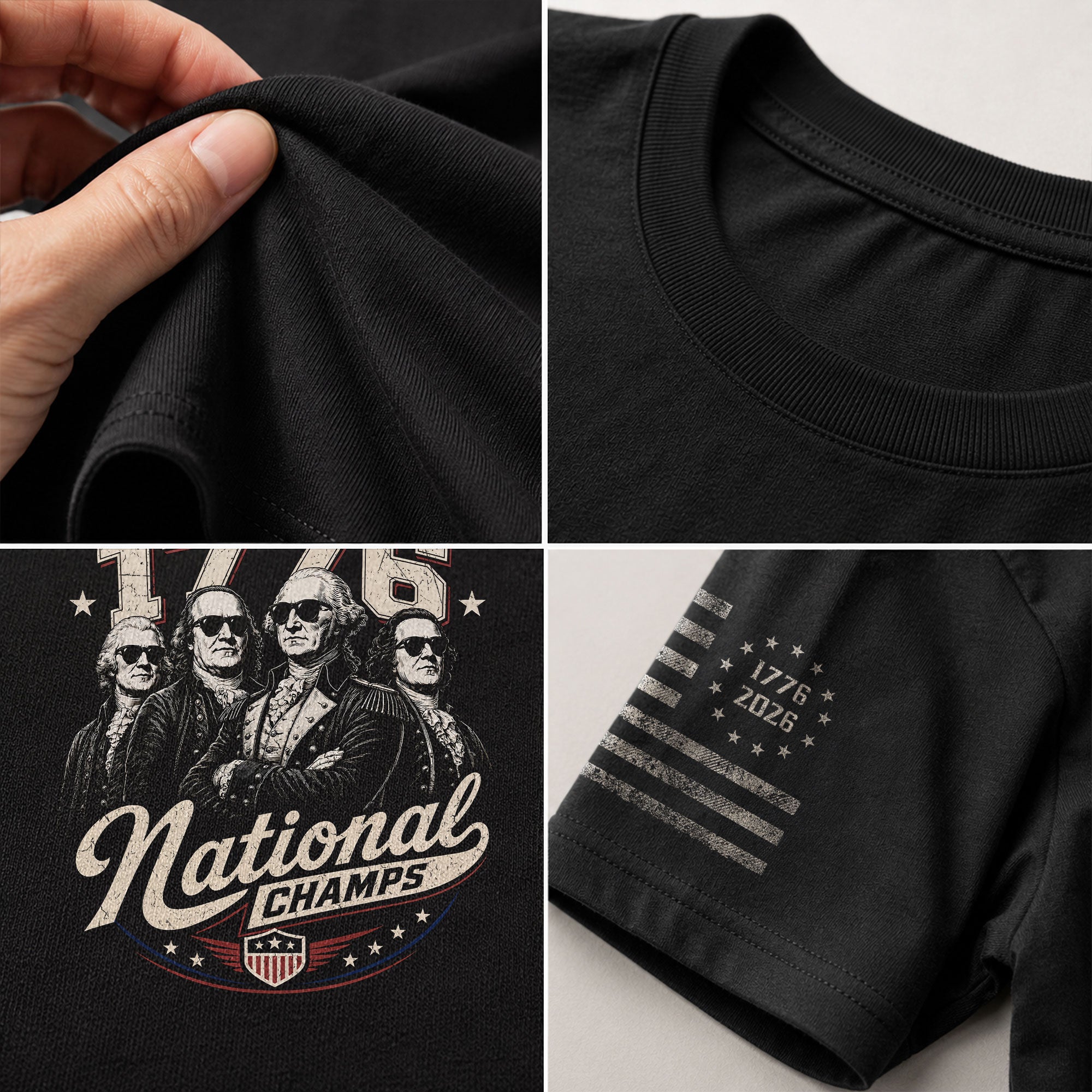 1776 National Champs Patriotic Top - Vintage Style Founding Fathers Graphic Shirt - Rust Field Wear