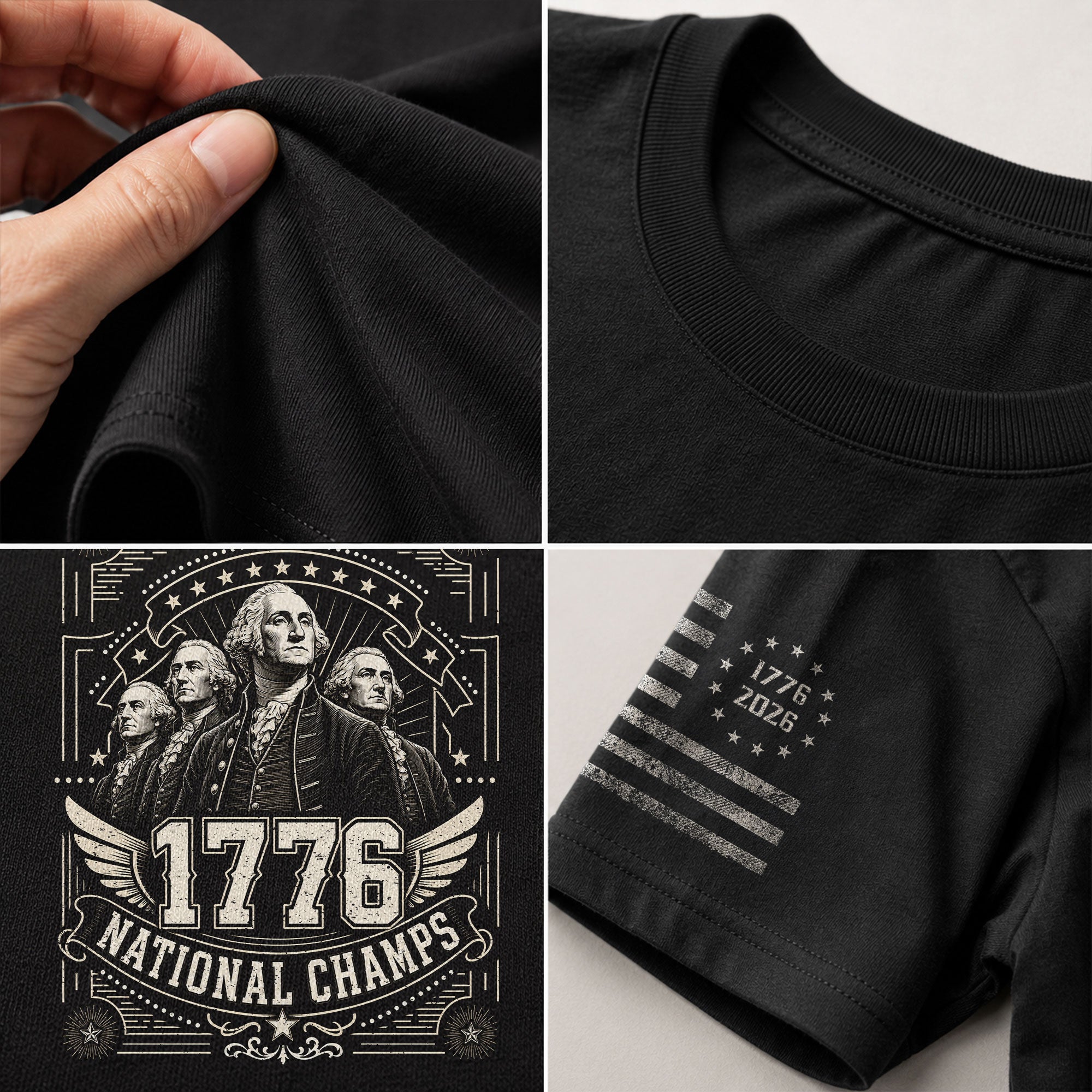 Patriotic 1776 National Champs T-Shirt - Vintage Style Founding Fathers Apparel Design - Rust Field Wear
