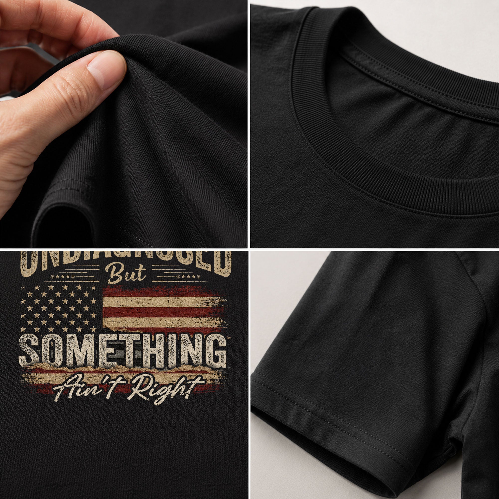 Undiagnosed But Something Ain't Right T-Shirt Distressed American Flag Humor Tee - Rust Field Wear