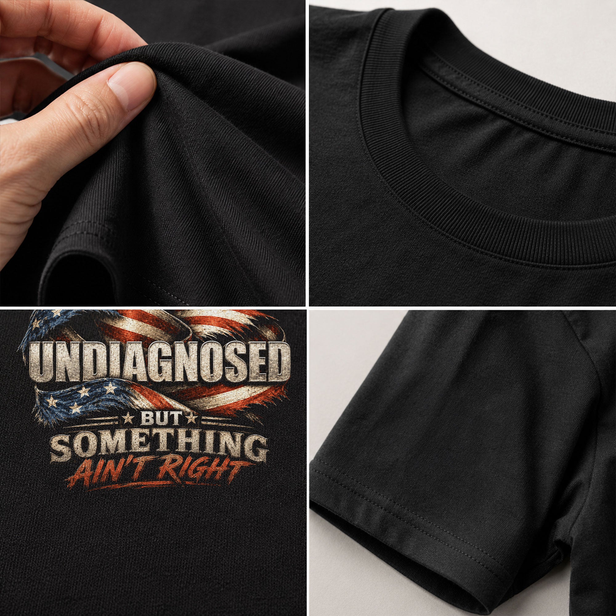 Undiagnosed But Something Ain't Right Eagle Flag T-Shirt Funny Patriotic Graphic Tee - Rust Field Wear
