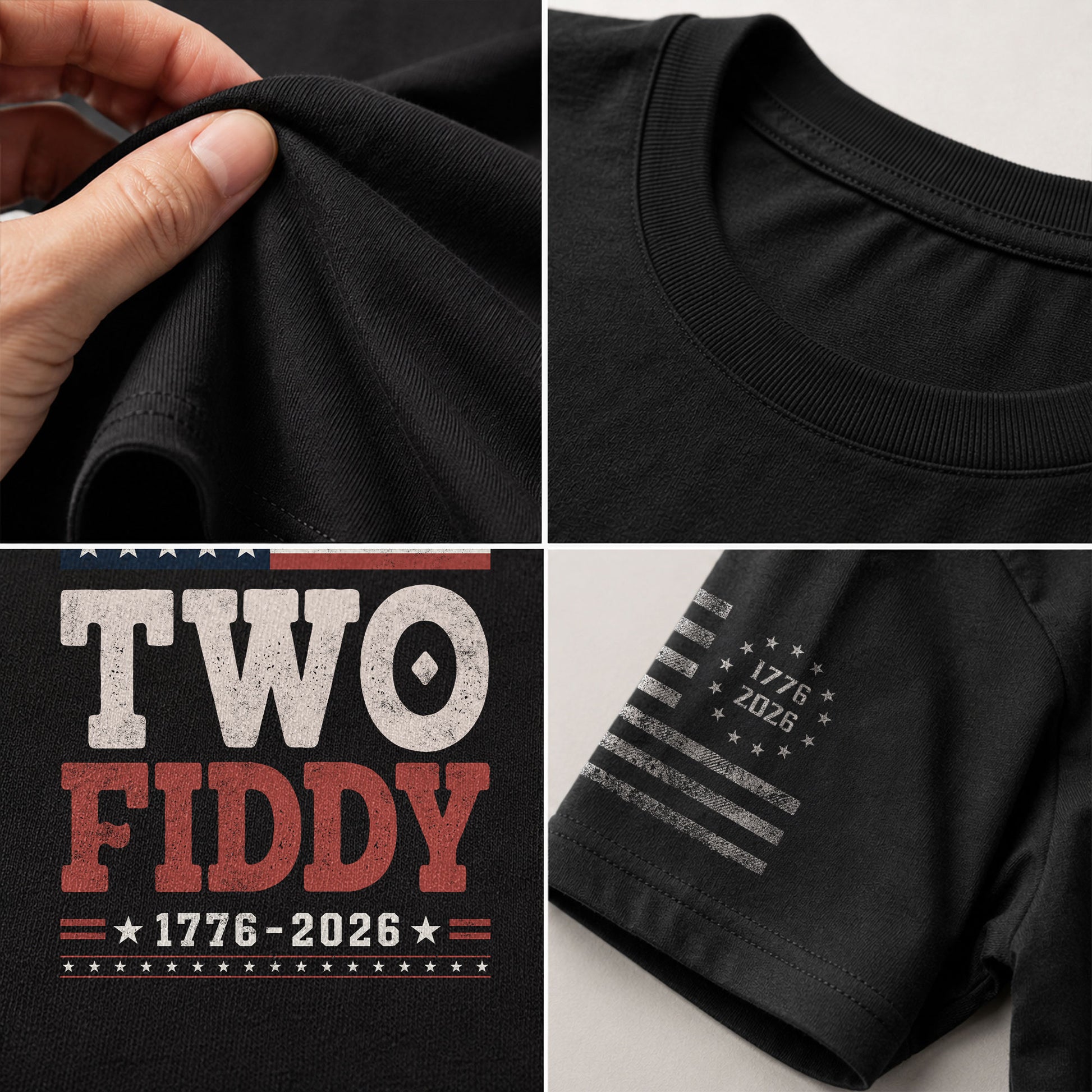Two Fiddy 1776-2026 Patriotic T-Shirt - Vintage American Independence Graphic Tee - Rust Field Wear