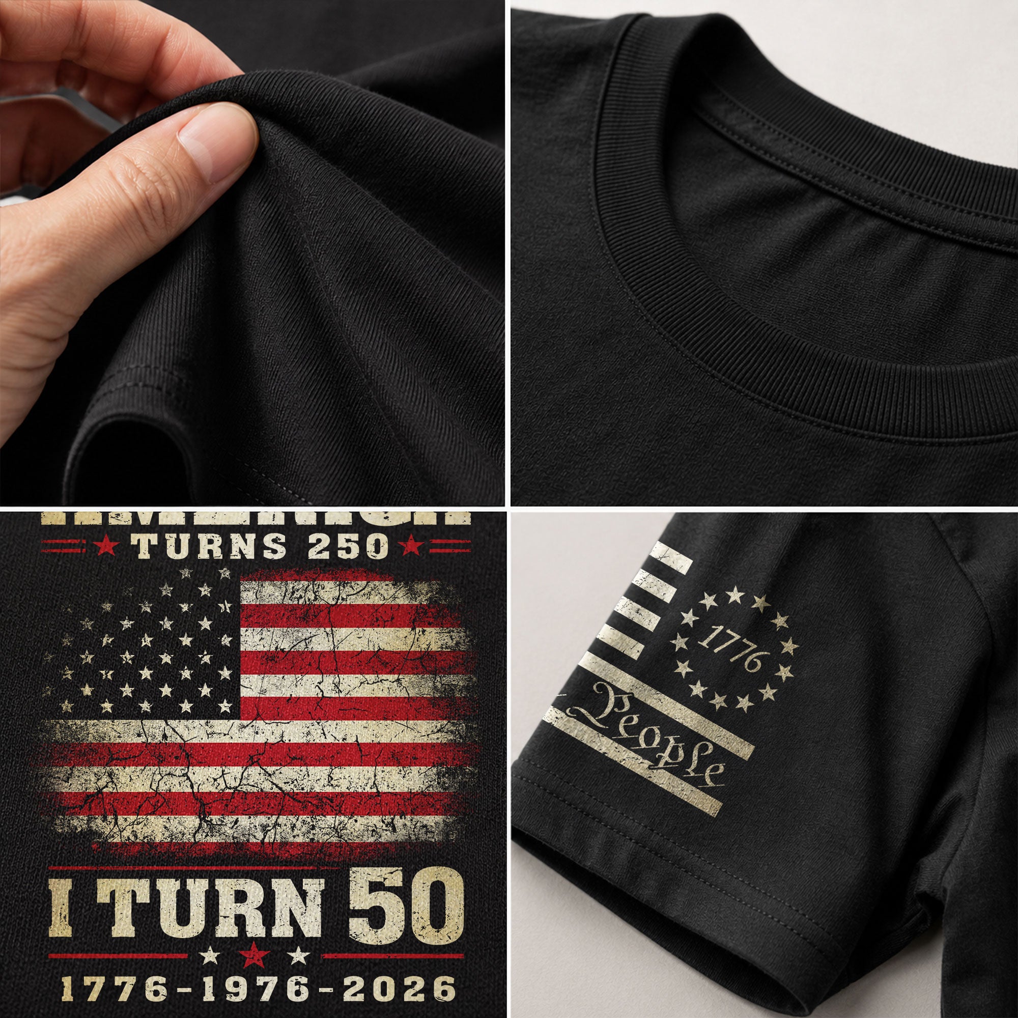 Patriotic 1776 2026 Birthday Tee Celebrating America Turns 250 And I Turn 50 Graphic Shirt - Rust Field Wear