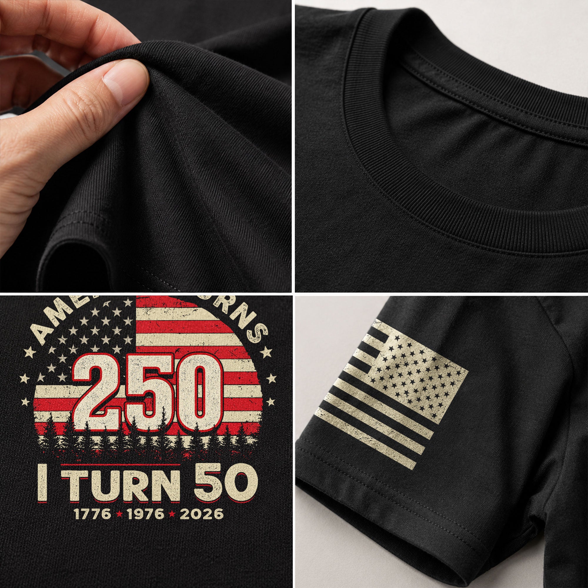 Awesome 1776 2026 Birthday Shirt America Turns 250 And I Turn 50 Patriotic Graphic Tee - Rust Field Wear