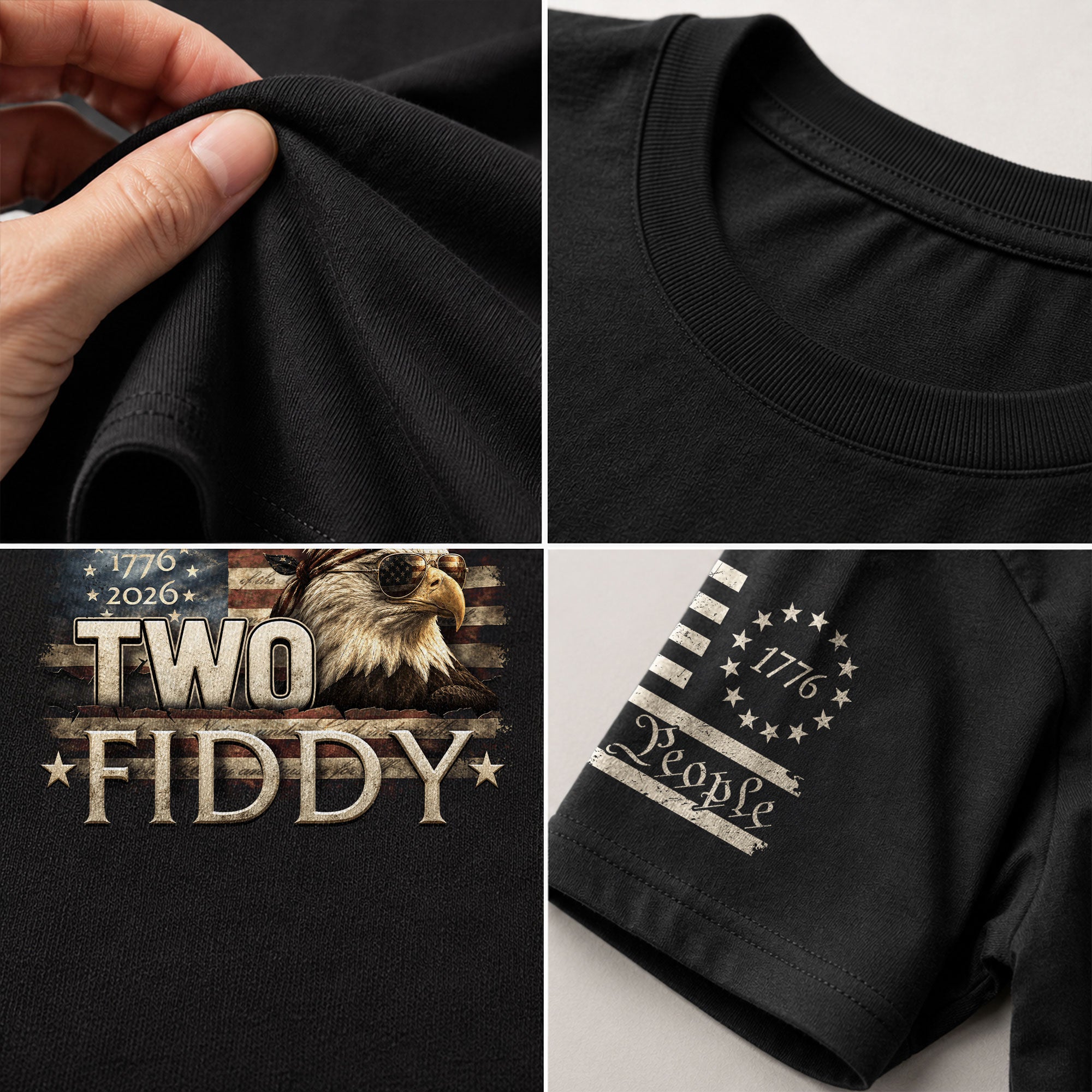 Two Fiddy 1776 2026 Graphic Tee Bald Eagle Patriotic Apparel Heritage Clothing - Rust Field Wear