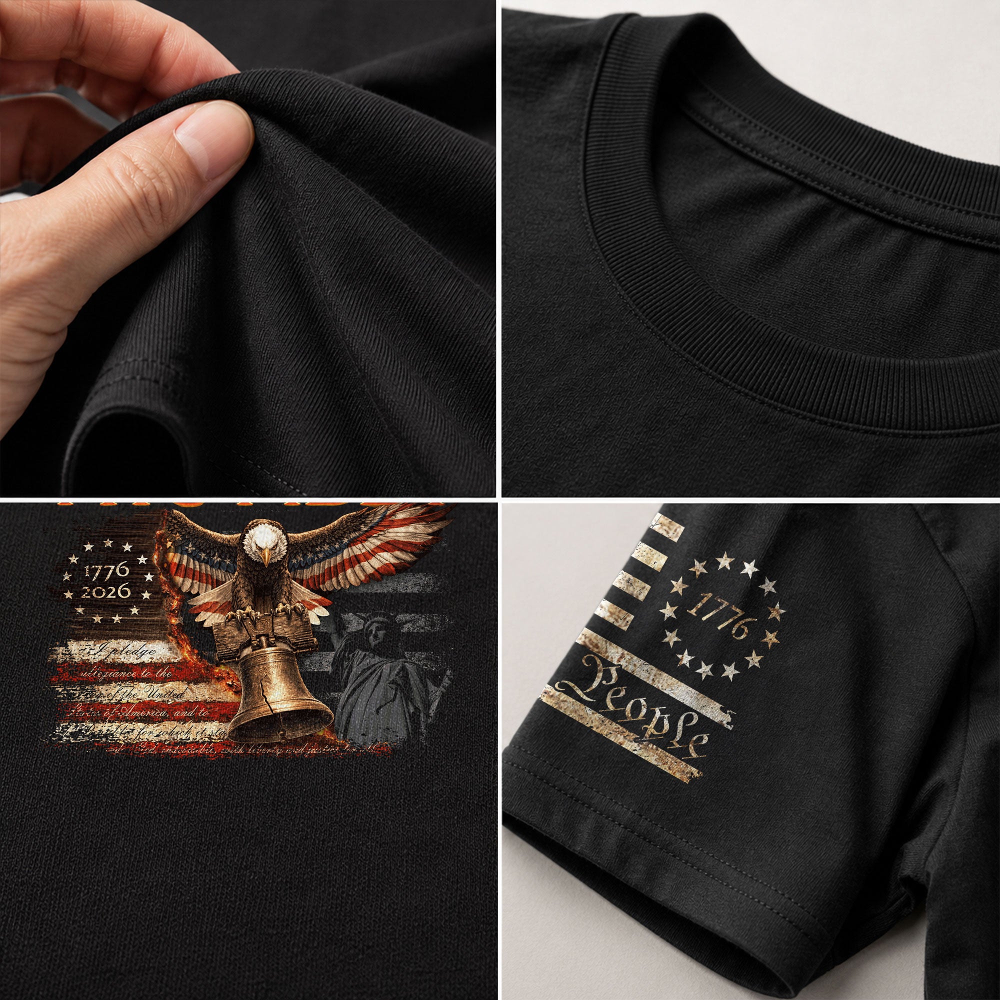 Two Fiddy 1776 2026 Patriotic Graphic Tee Eagle And Liberty Bell Heritage Style Shirt - Rust Field Wear