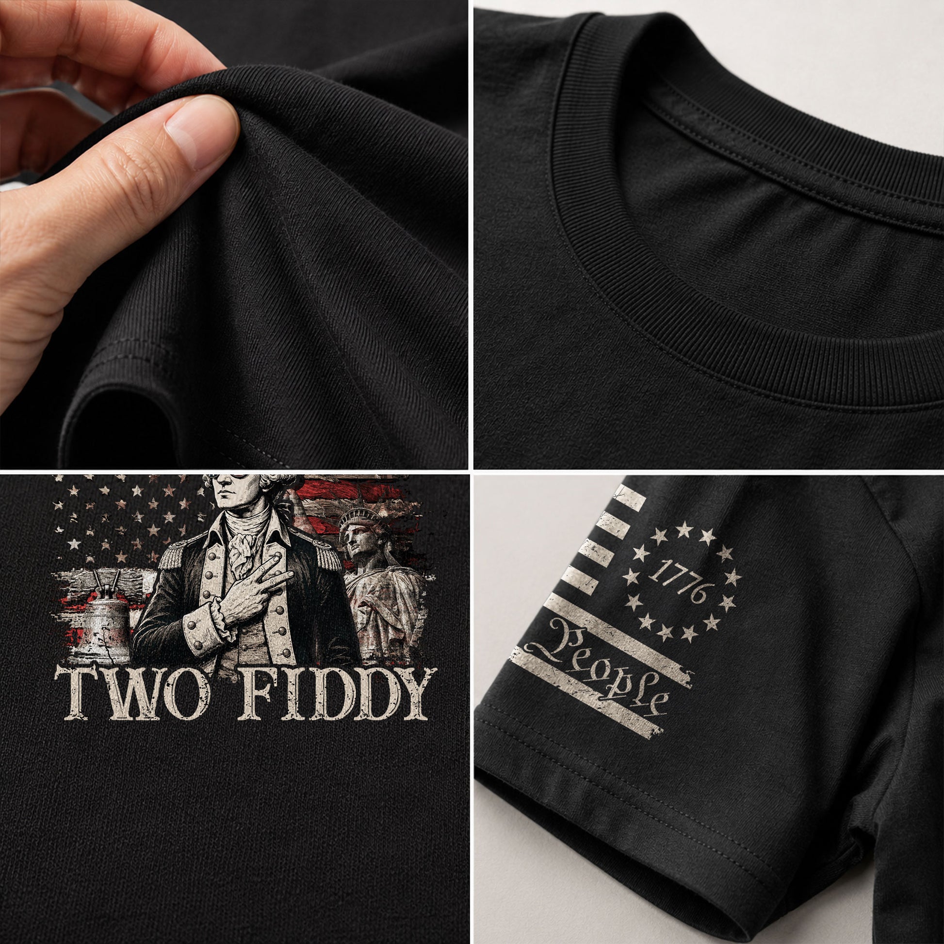 Two Fiddy George Washington Patriotic Graphic Tee American Heritage Style Apparel Shirt - Rust Field Wear