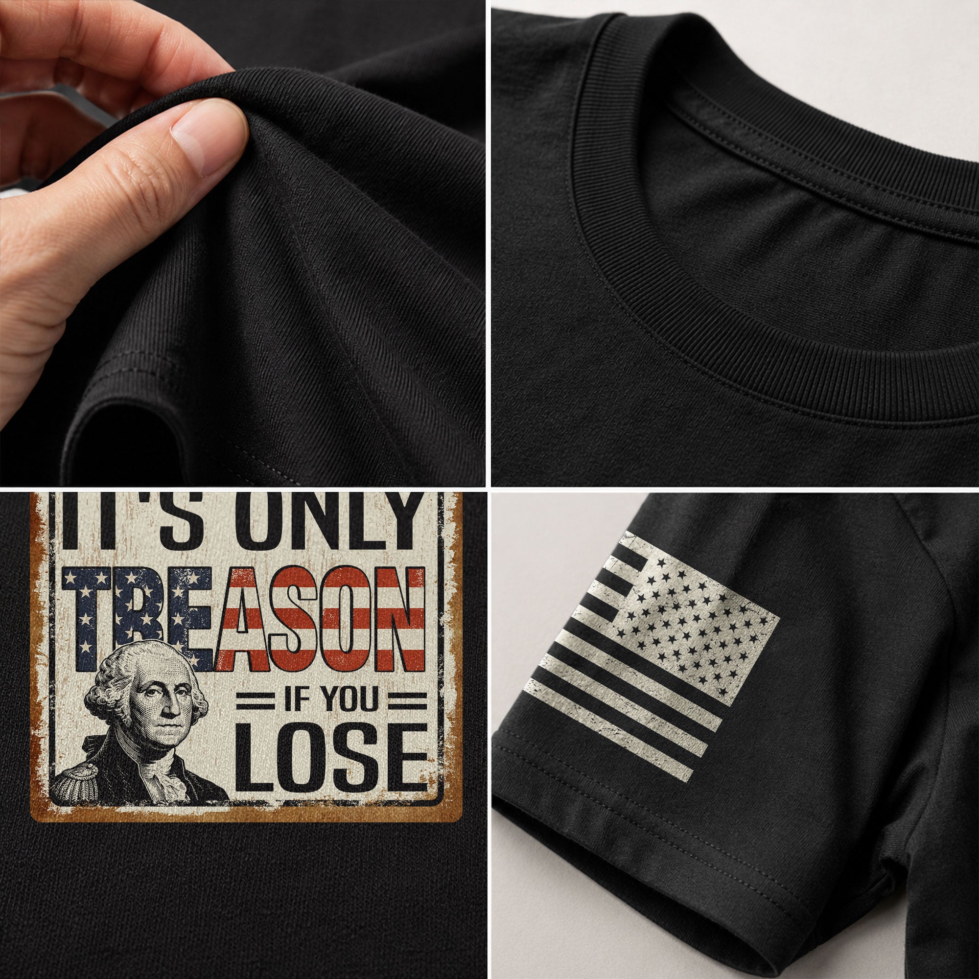 It's Only Treason If You Lose T-Shirt Vintage George Washington Patriotic US Flag Tee - Rust Field Wear