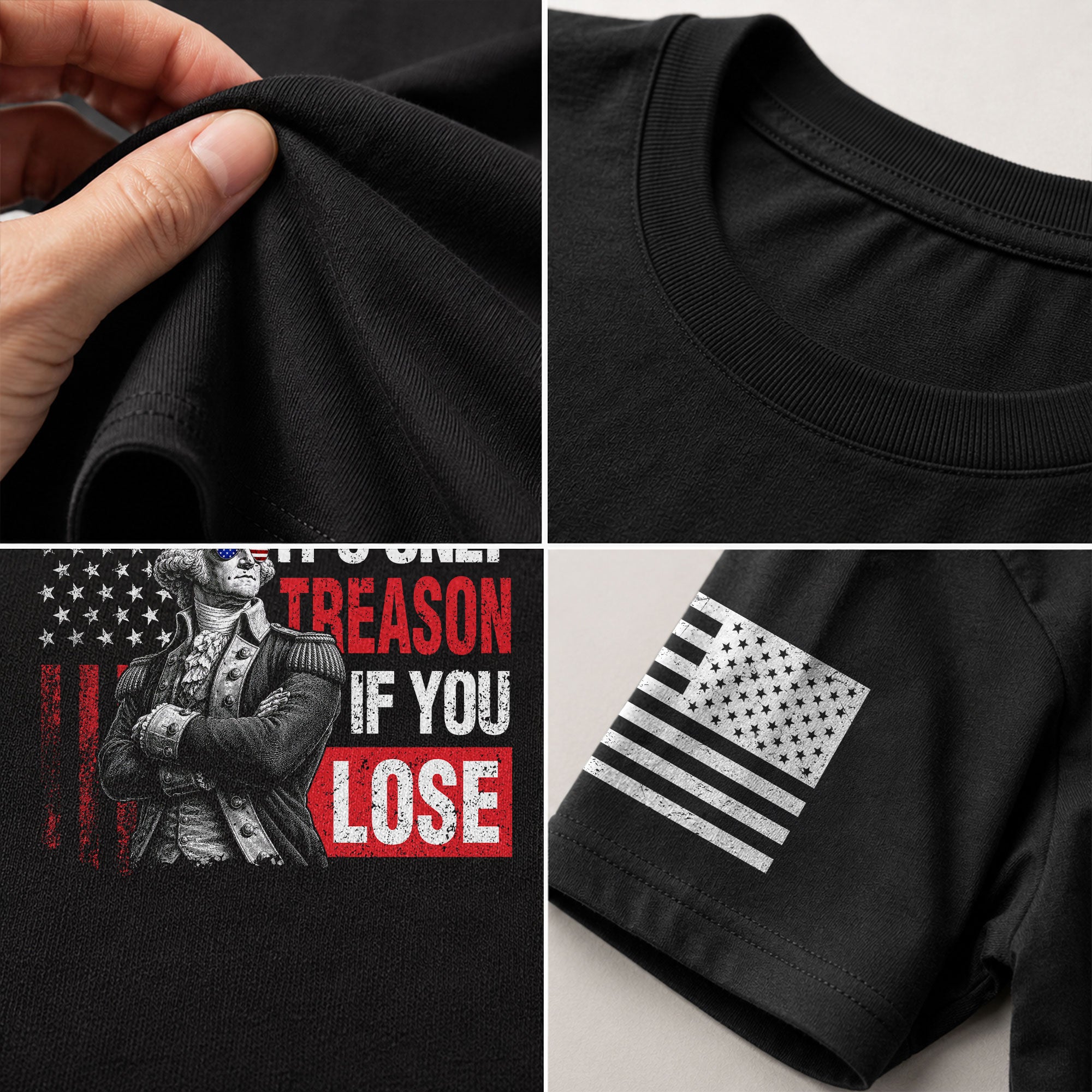 George Washington It's Only Treason If You Lose T-Shirt Patriotic 1776 US Flag Tee - Rust Field Wear