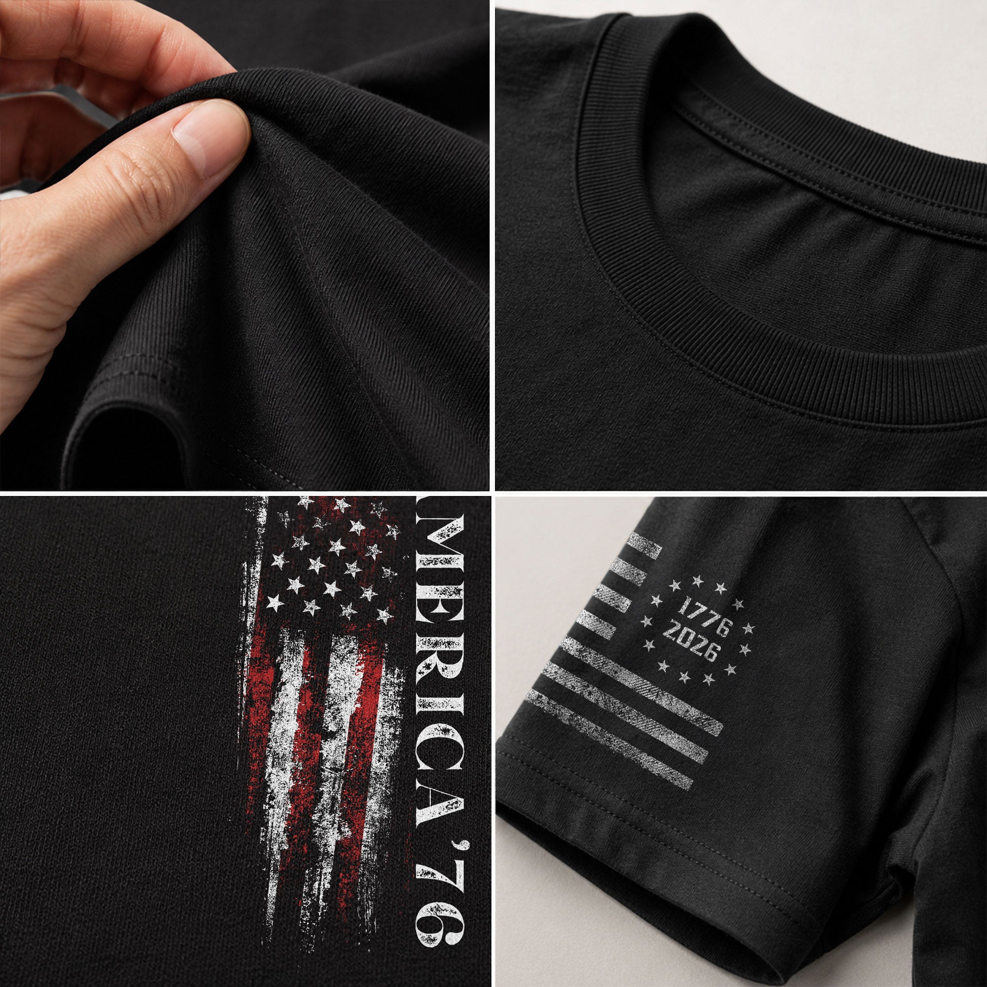 America '76 Graphic T Shirt Patriotic Vertical Flag Design Casual Mens Statement Shirt - Rust Field Wear