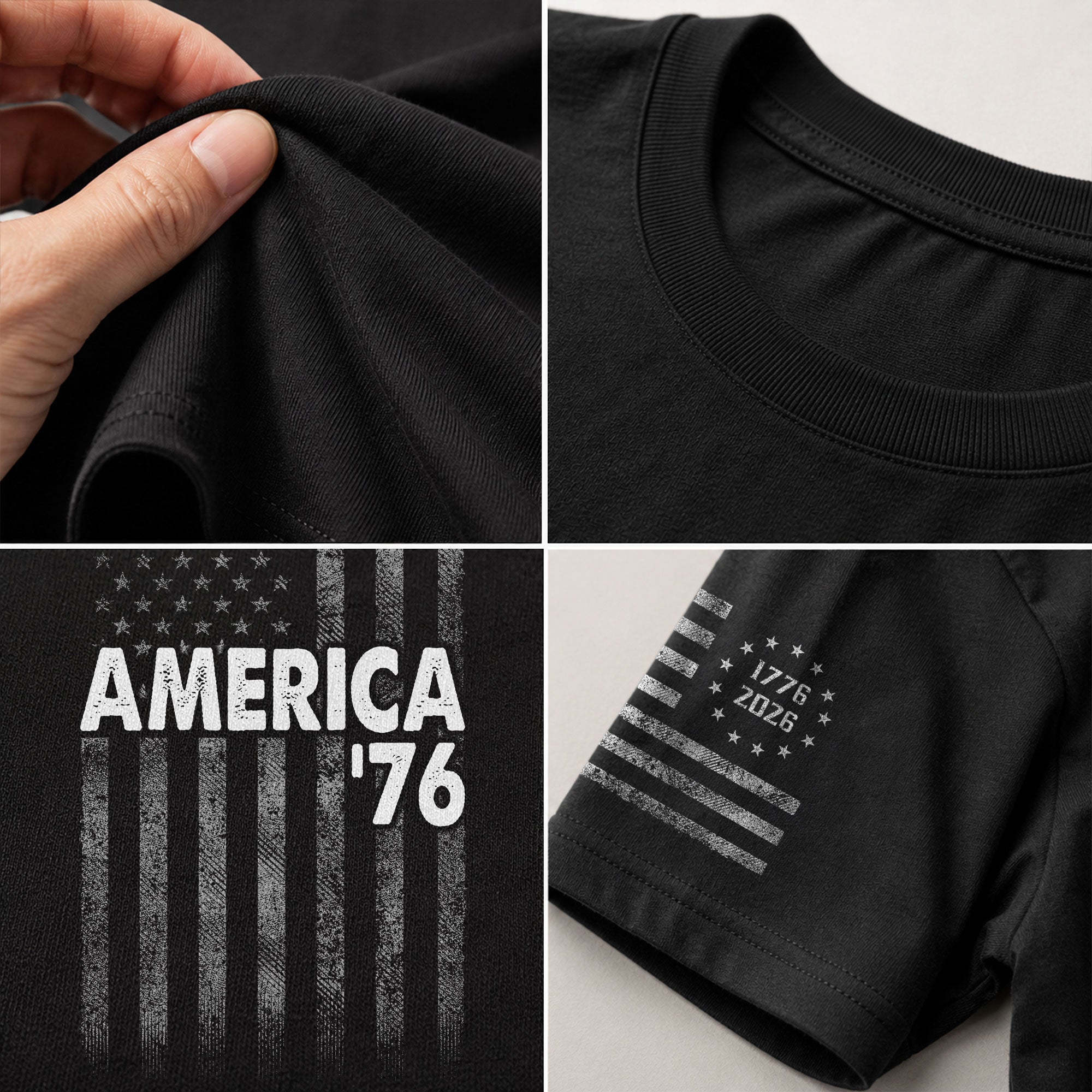 America '76 Graphic T Shirt Distressed Flag Design Patriotic Casual Mens Apparel Shirt - Rust Field Wear