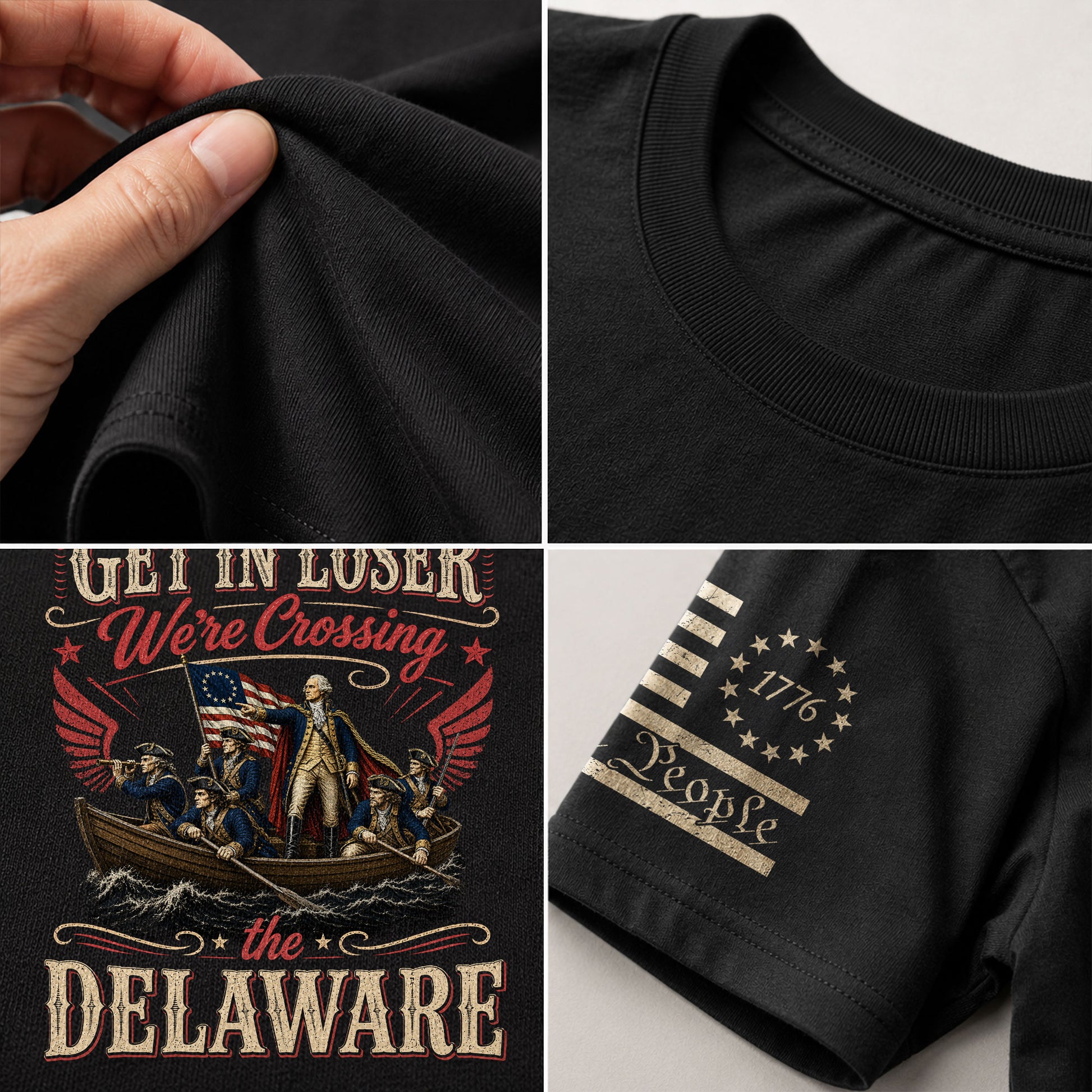 Get In Loser We're Crossing The Delaware T-Shirt Sarcastic 1776 Patriotic US Flag Gift - Rust Field Wear