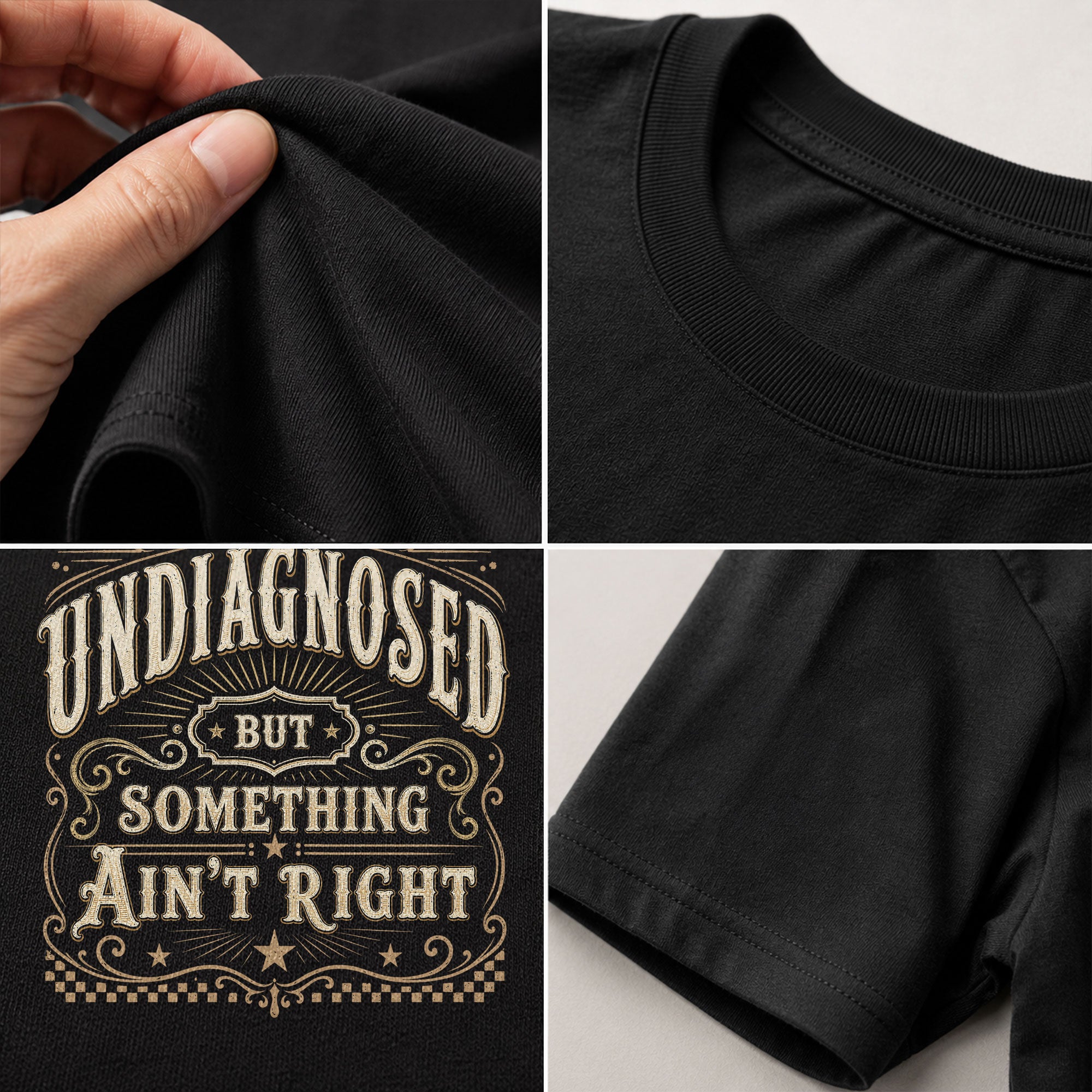 Undiagnosed But Something Ain't Right T-Shirt Western Whiskey Label Filigree Graphic Tee - Rust Field Wear