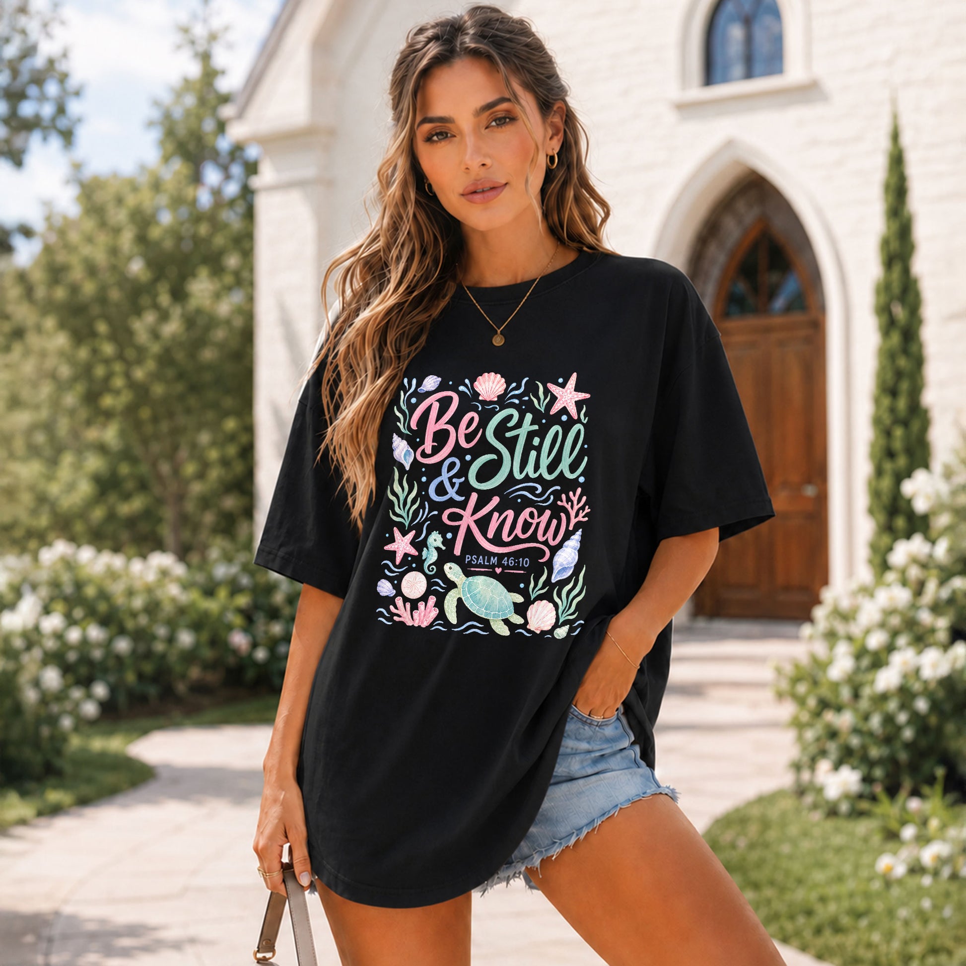 Be Still And Know Shirt Sea Turtle Ocean Beach Christian Psalm 46 10 Faith Graphic Tee - Rust Field Wear