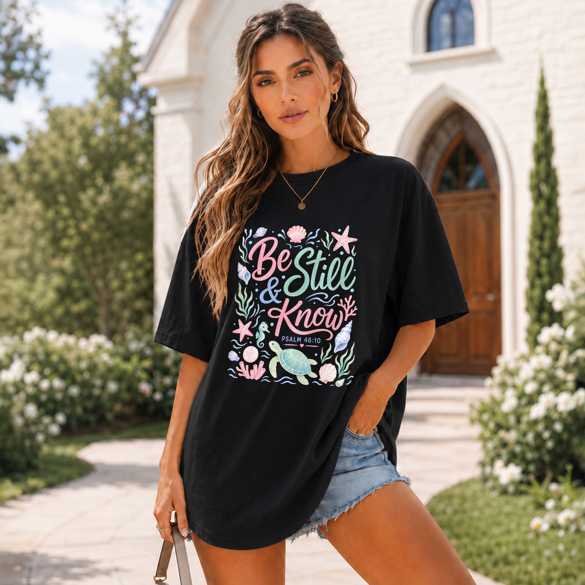 Be Still And Know Shirt Sea Turtle Ocean Beach Christian Psalm 46 10 Faith Graphic Tee - Rust Field Wear