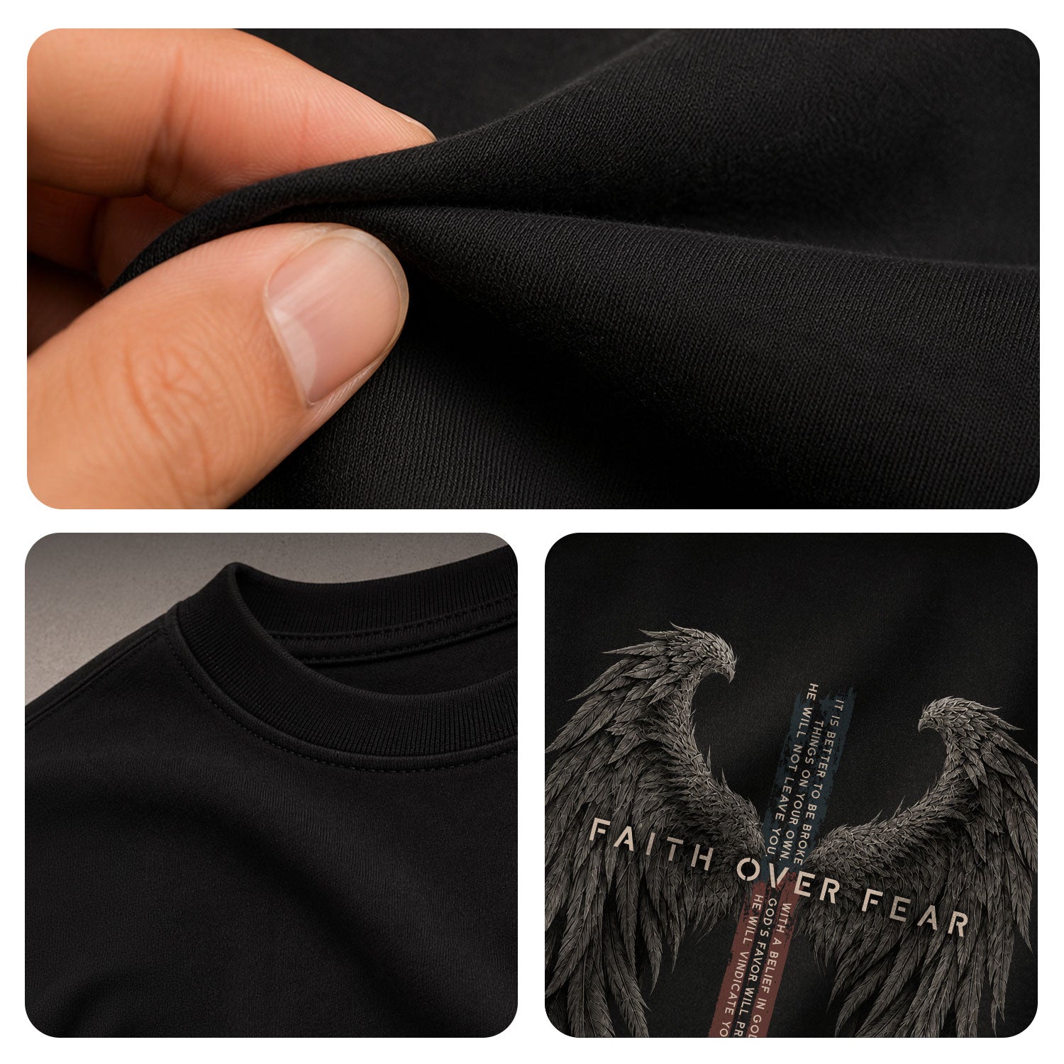 Faith Over Fear Shirt Christian Angel Wings Cross T-Shirt Inspirational Religious Tee - Rust Field Wear