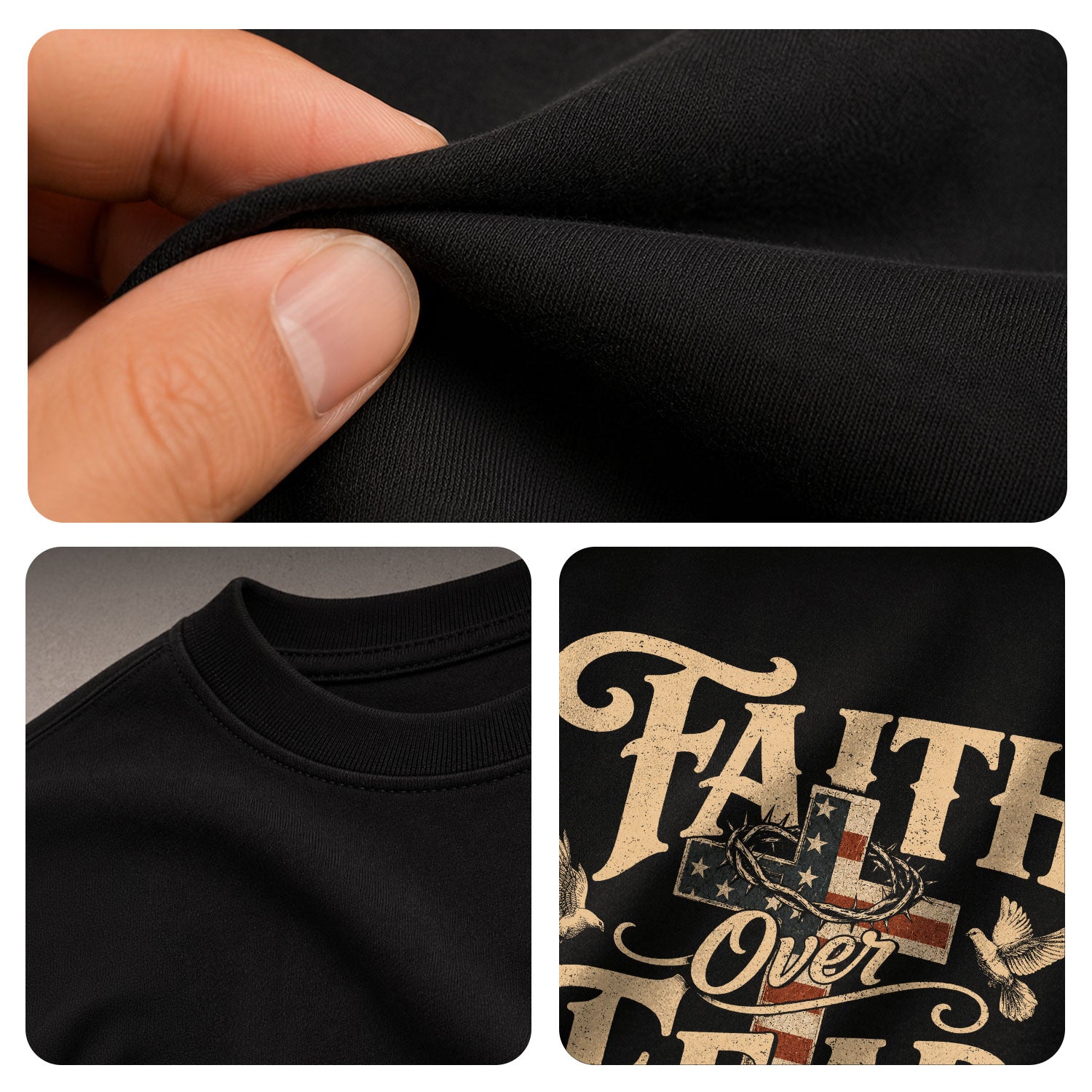 Faith Over Fear Christian Shirt Psalm 118:6 Patriotic Religious Graphic Faith Tee