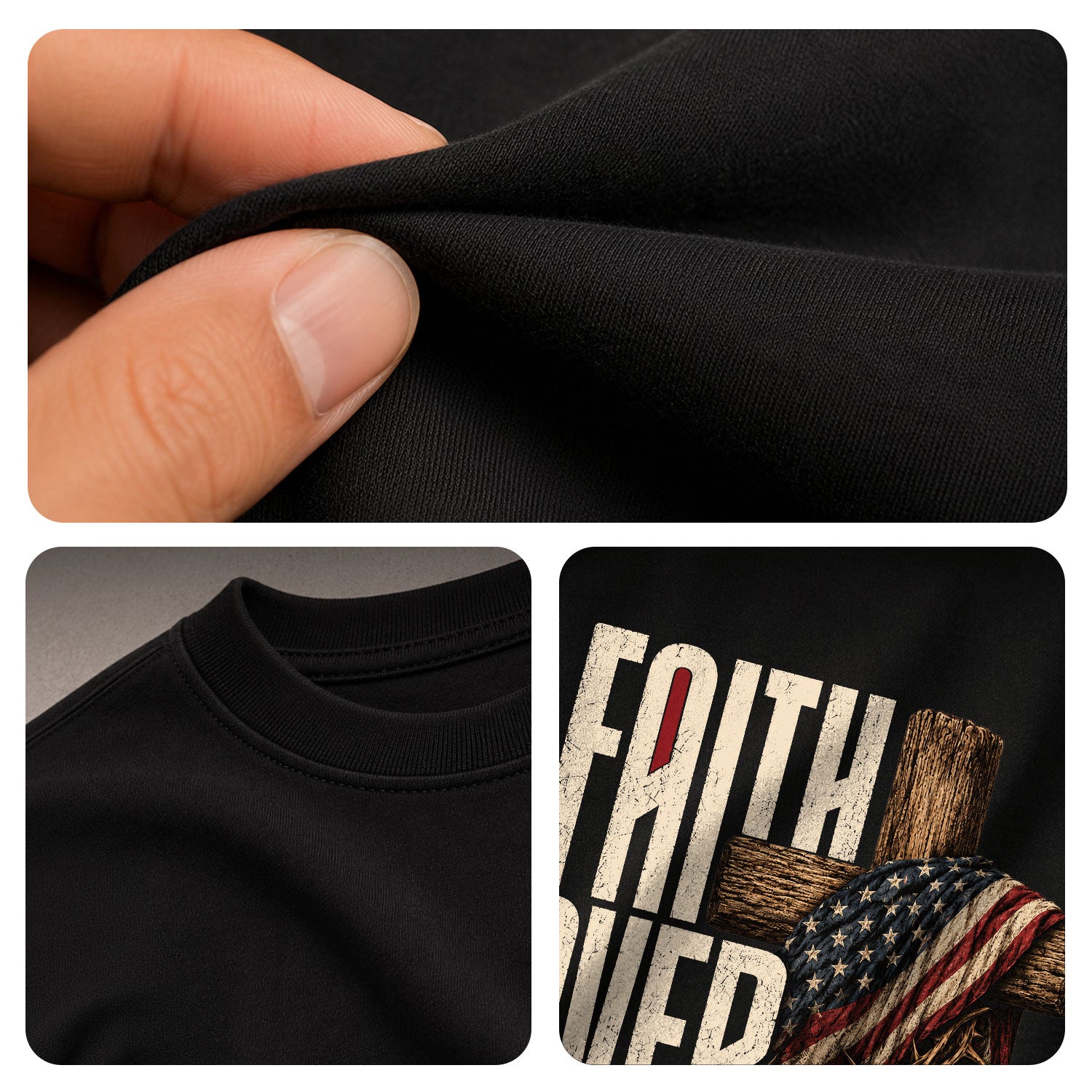 Faith Over Fear Christian Shirt Patriotic Cross American Flag Religious Graphic Tee - Rust Field Wear