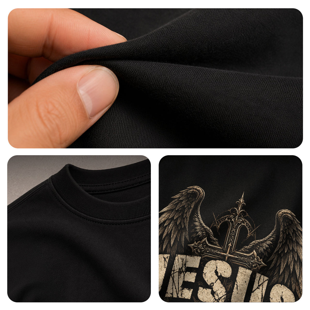 Jesus Is King T Shirt Christian Angel Wings Cross Religious Apparel Tee Top Unisex - Rust Field Wear