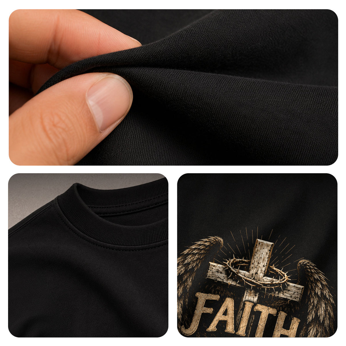 Faith Over Fear Cross Wings Crown Christian Graphic T-Shirt Unisex Casual Apparel - Rust Field Wear
