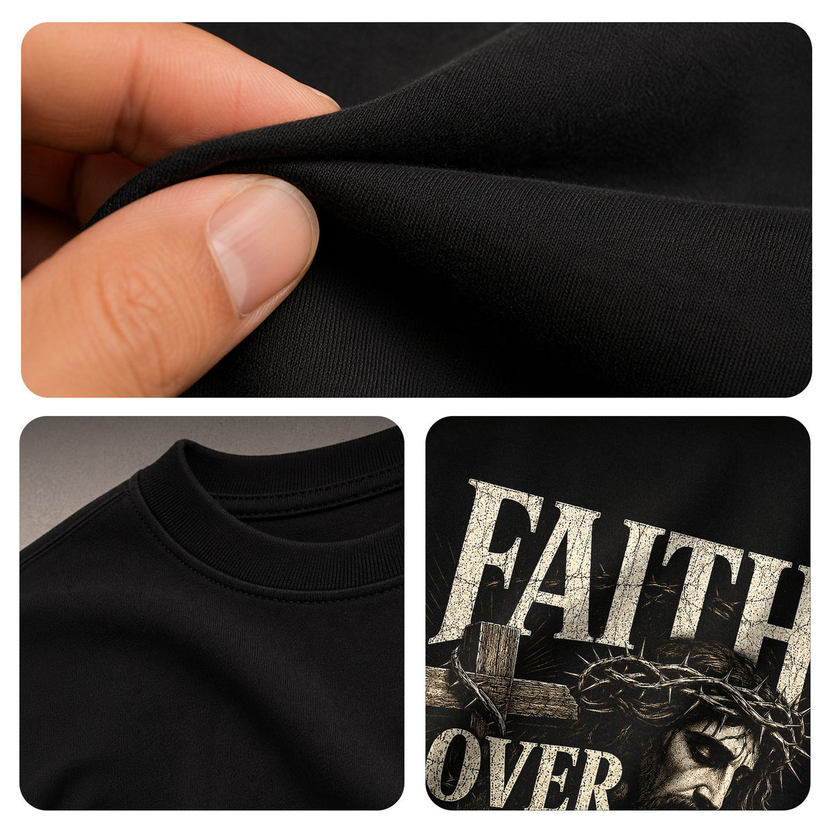 Inspirational Christian T-Shirt Faith Over Fear Jesus Cross Casual Cotton Shirt - Rust Field Wear