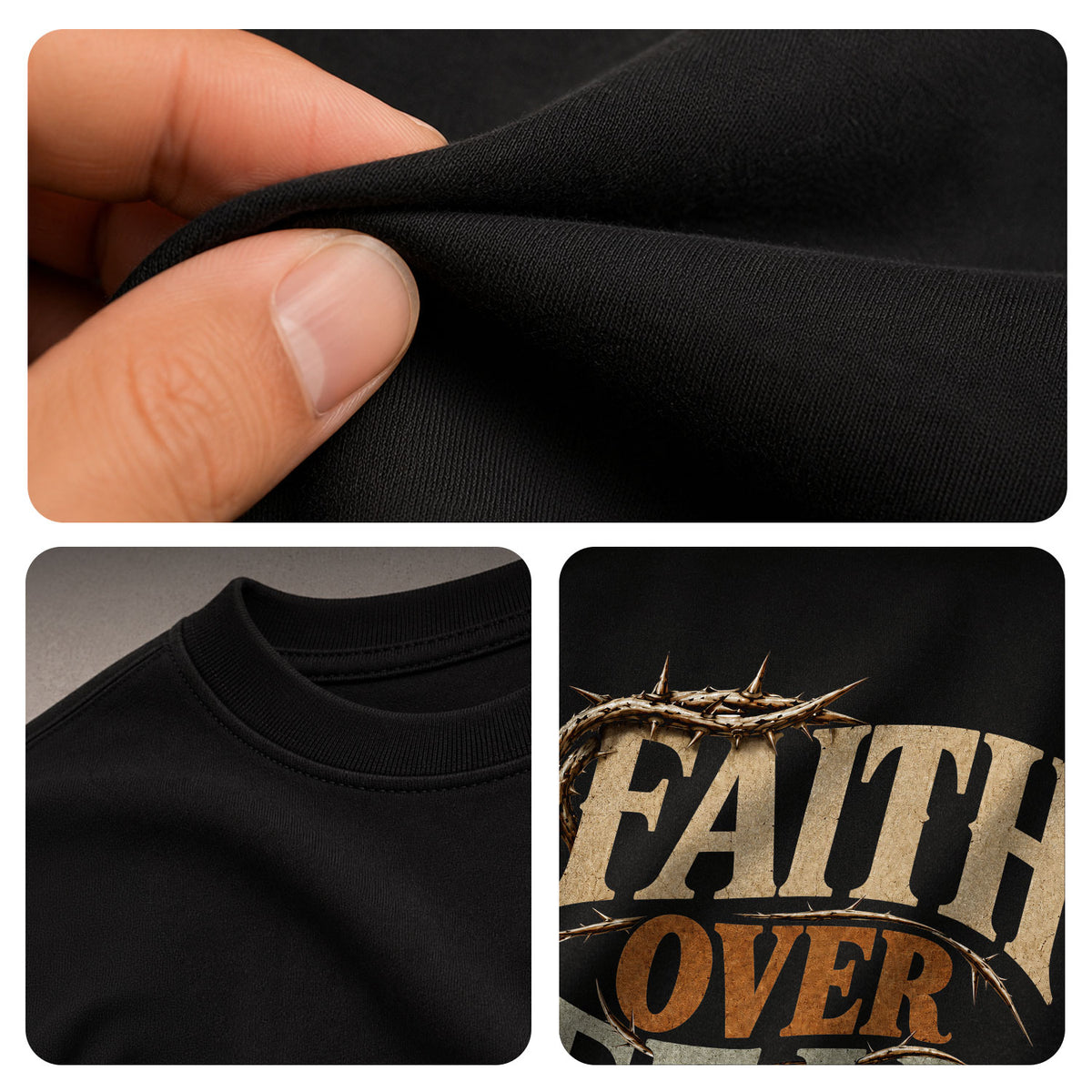 Faith Over Fear T Shirt Christian Crown Of Thorns Psalms 118 6 Religious Tee Apparel - Rust Field Wear