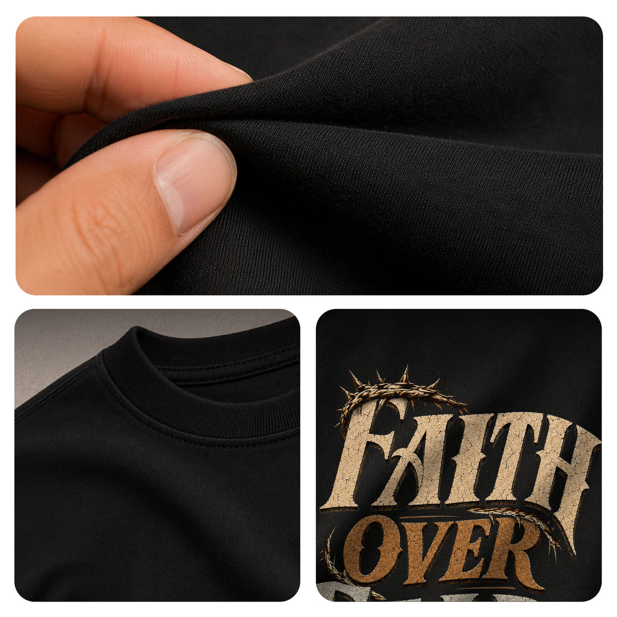 Faith Over Fear T Shirt Christian Crown Of Thorns Psalms 118 6 Religious Tee Top - Rust Field Wear