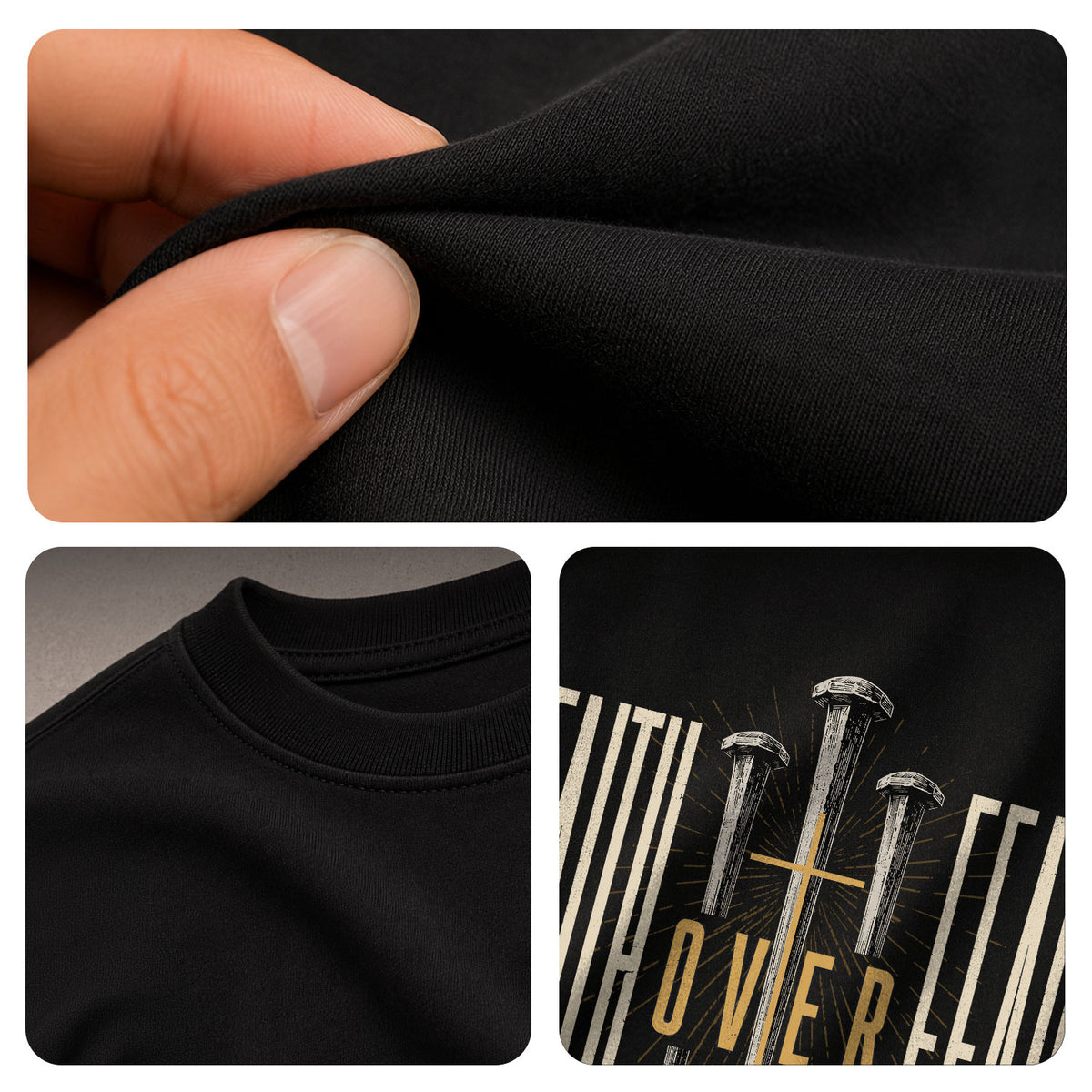 Faith Over Fear T Shirt Christian Cross Nails Psalms 118 6 Religious Tee Apparel - Rust Field Wear