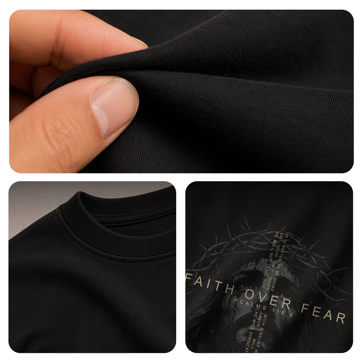 Faith Over Fear Jesus Crown Of Thorns Psalms 118 6 Christian T Shirt Apparel Top Unisex - Rust Field Wear