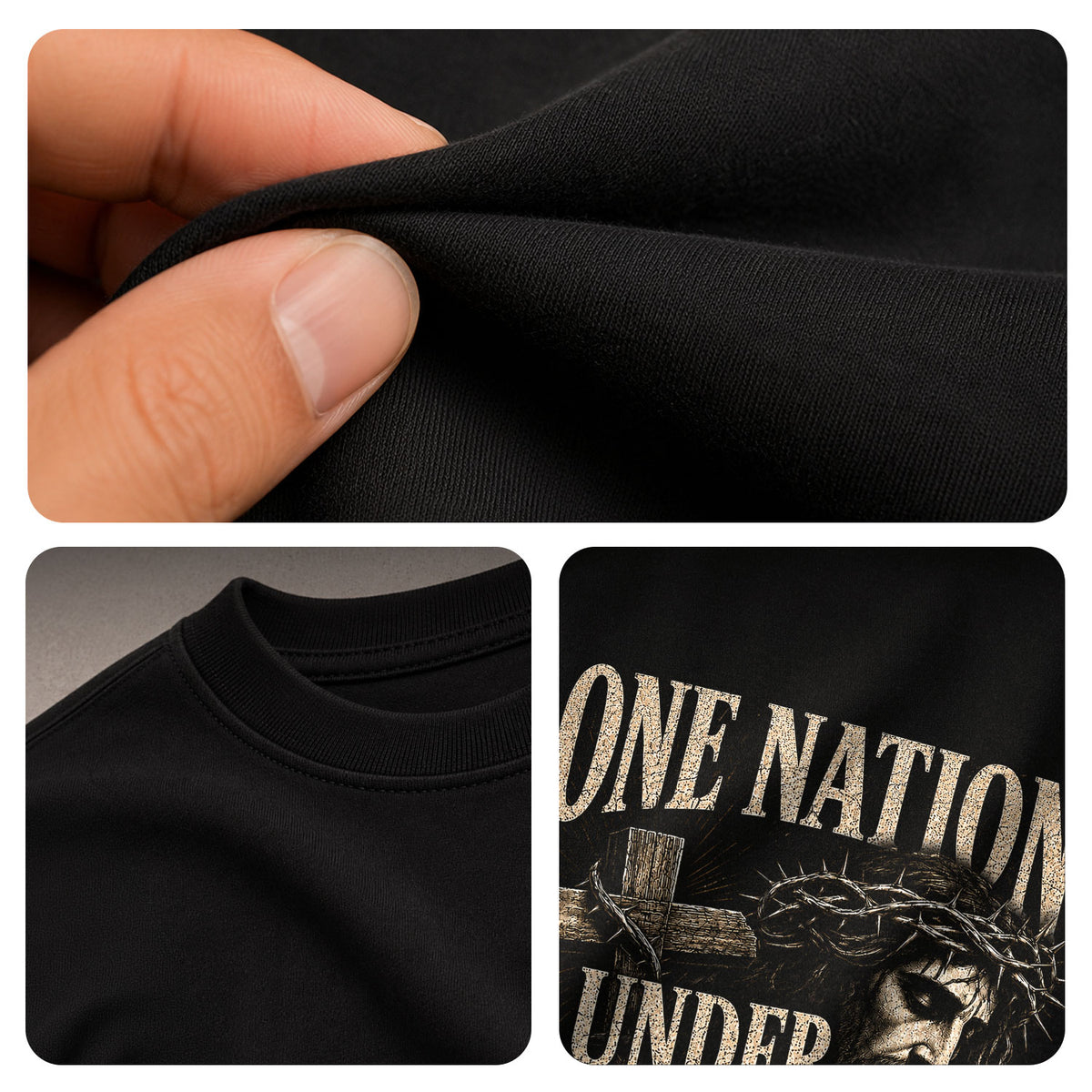 One Nation Under God Shirt Patriotic Christian Men Shirt Jesus Crown Of Thorns Cross Tee - Rust Field Wear