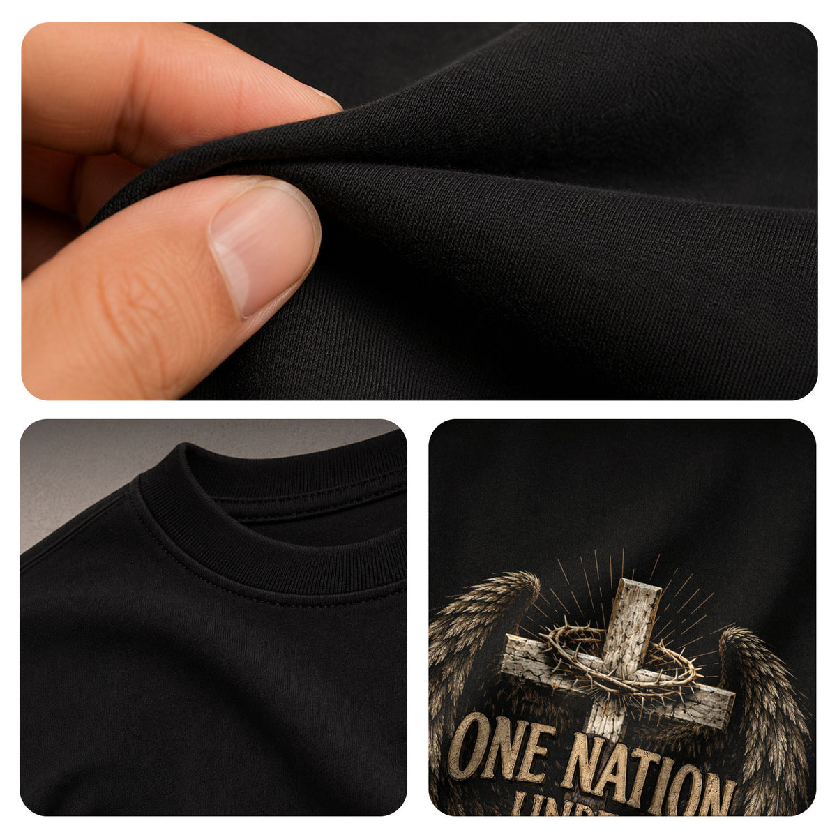 One Nation Under God Shirt Patriotic Christian Men Shirt Angel Wings Cross Crown Of Thorns - Rust Field Wear