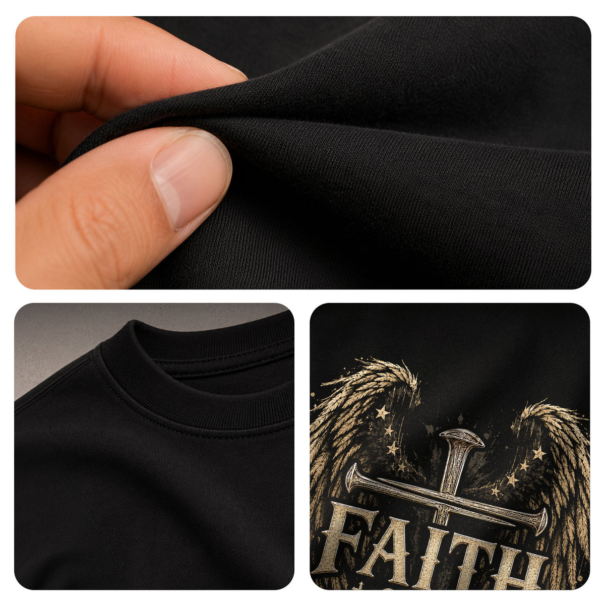 Faith Over Fear Angel Wings Cross Graphic Christian Tee Shirt Apparel Men Clothing - Rust Field Wear