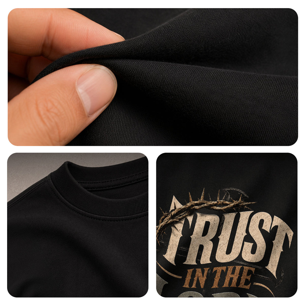 Trust In The Lord T Shirt Christian Proverbs 3 5 6 Cross Crown Of Thorns Religious Tee - Rust Field Wear